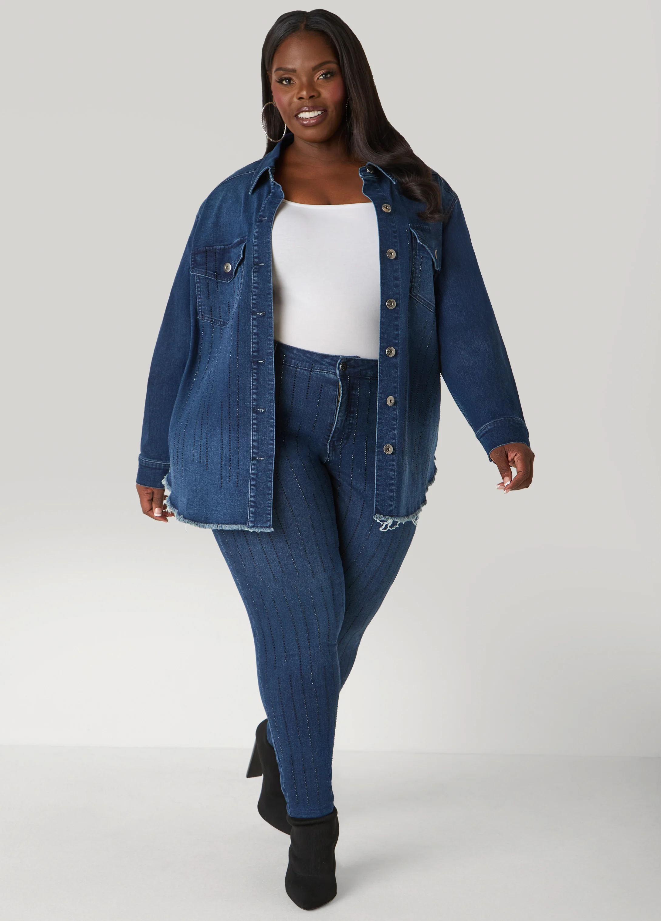 Crystal Mid Rise Skinny Jeans - Image 5