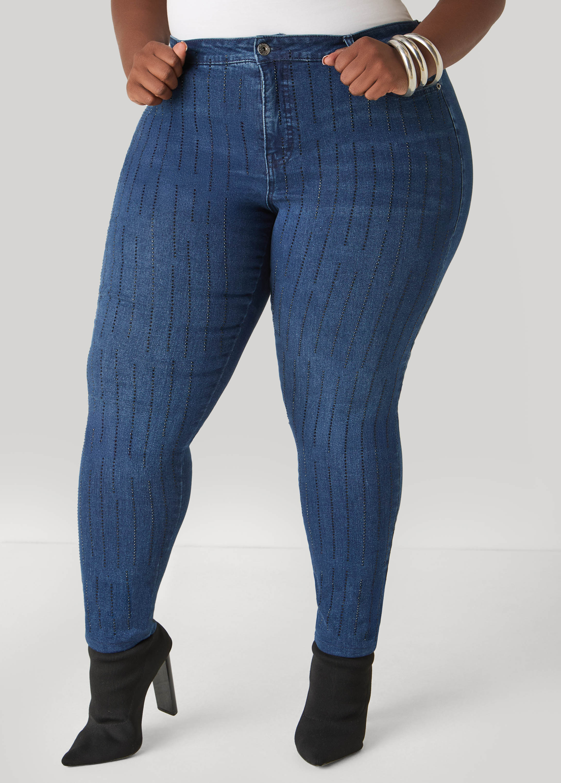 Crystal Mid Rise Skinny Jeans - Image 6