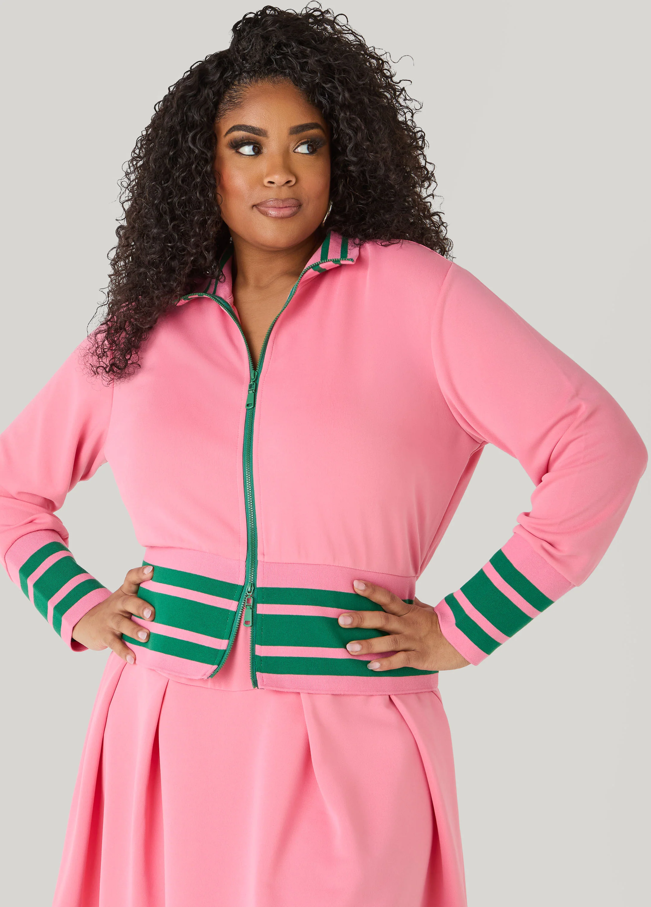 Two Way Zip Striped Track Jacket - Image 6