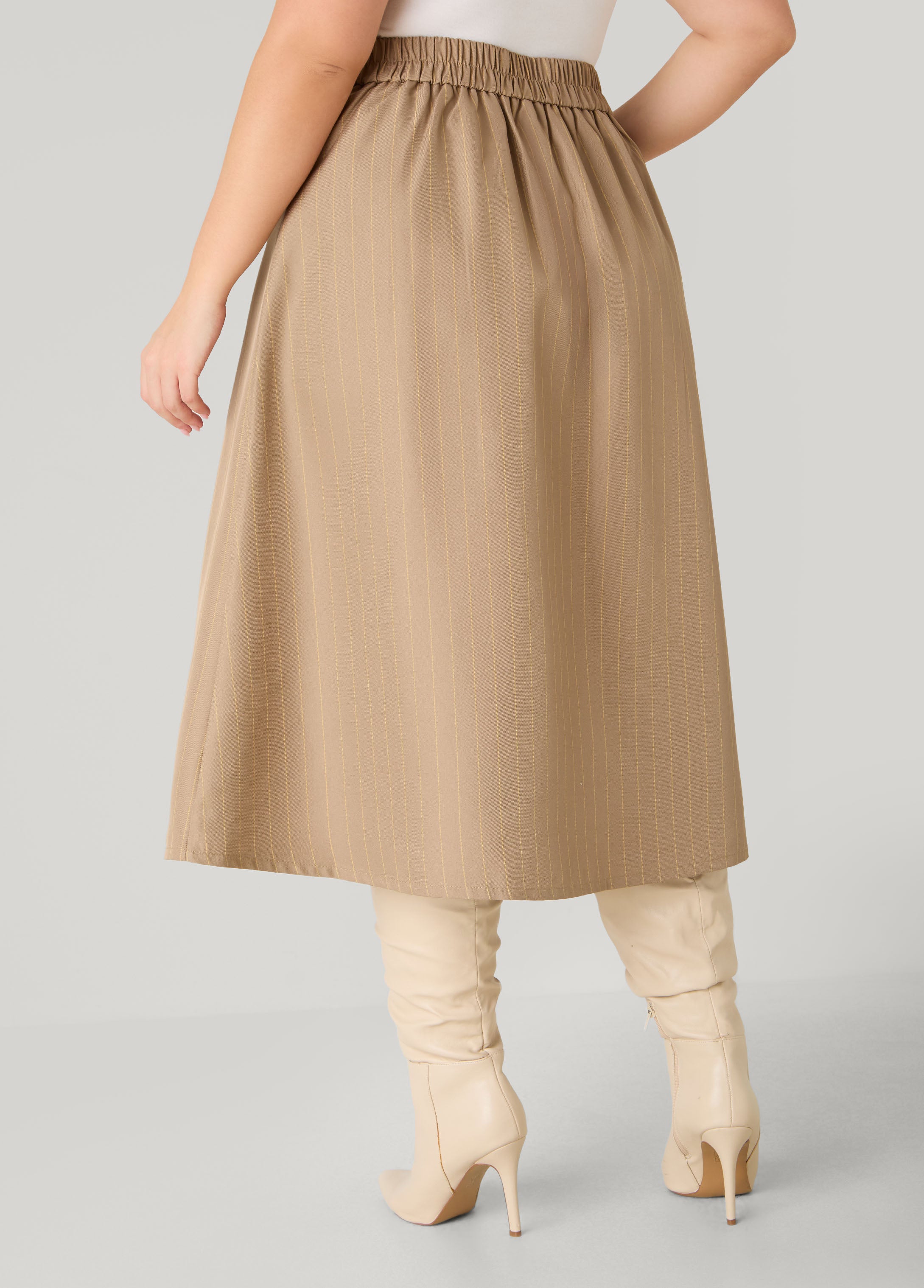 Pleated Striped Midi Skirt - Image 2