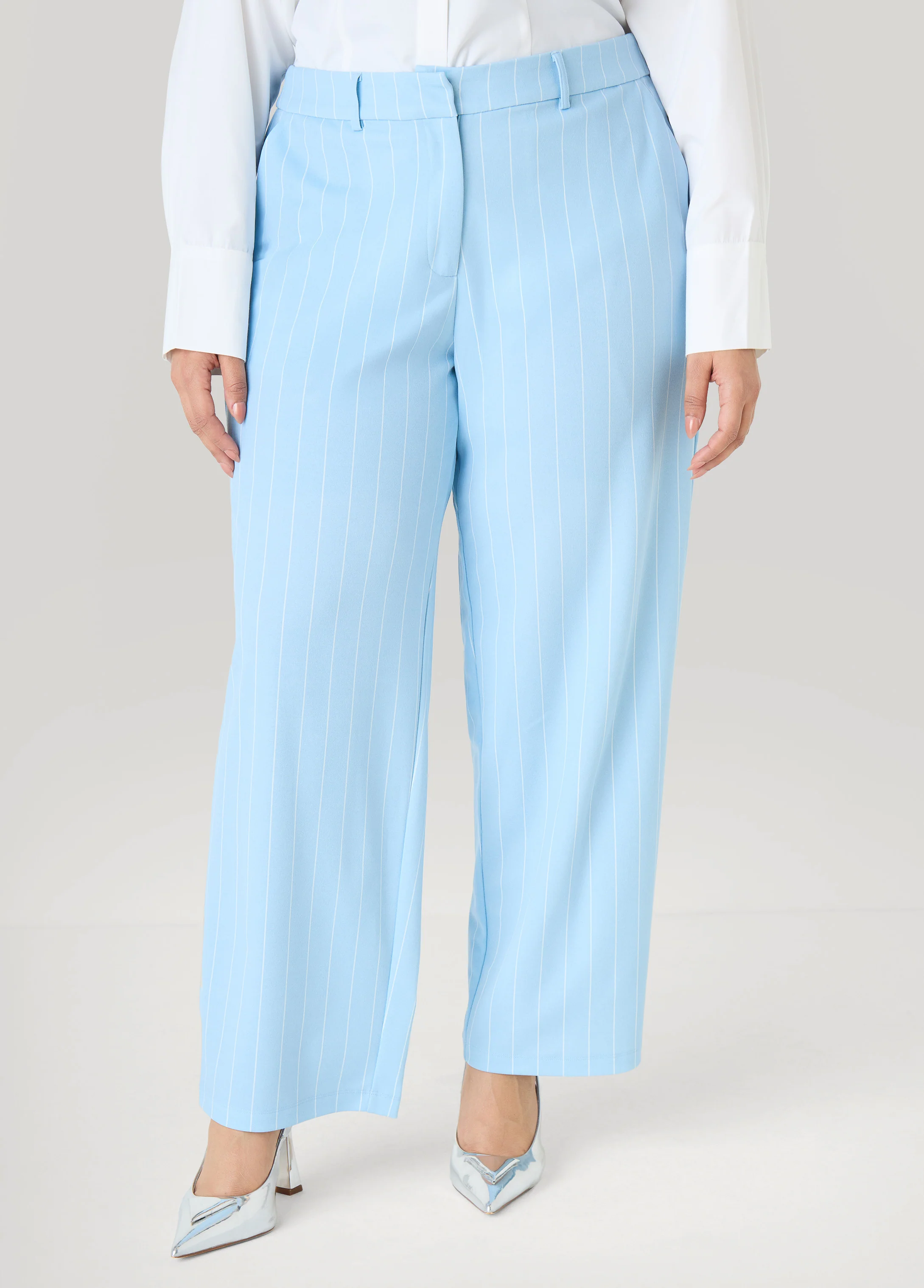 Striped Crepe Straight Leg Pants - Image 3