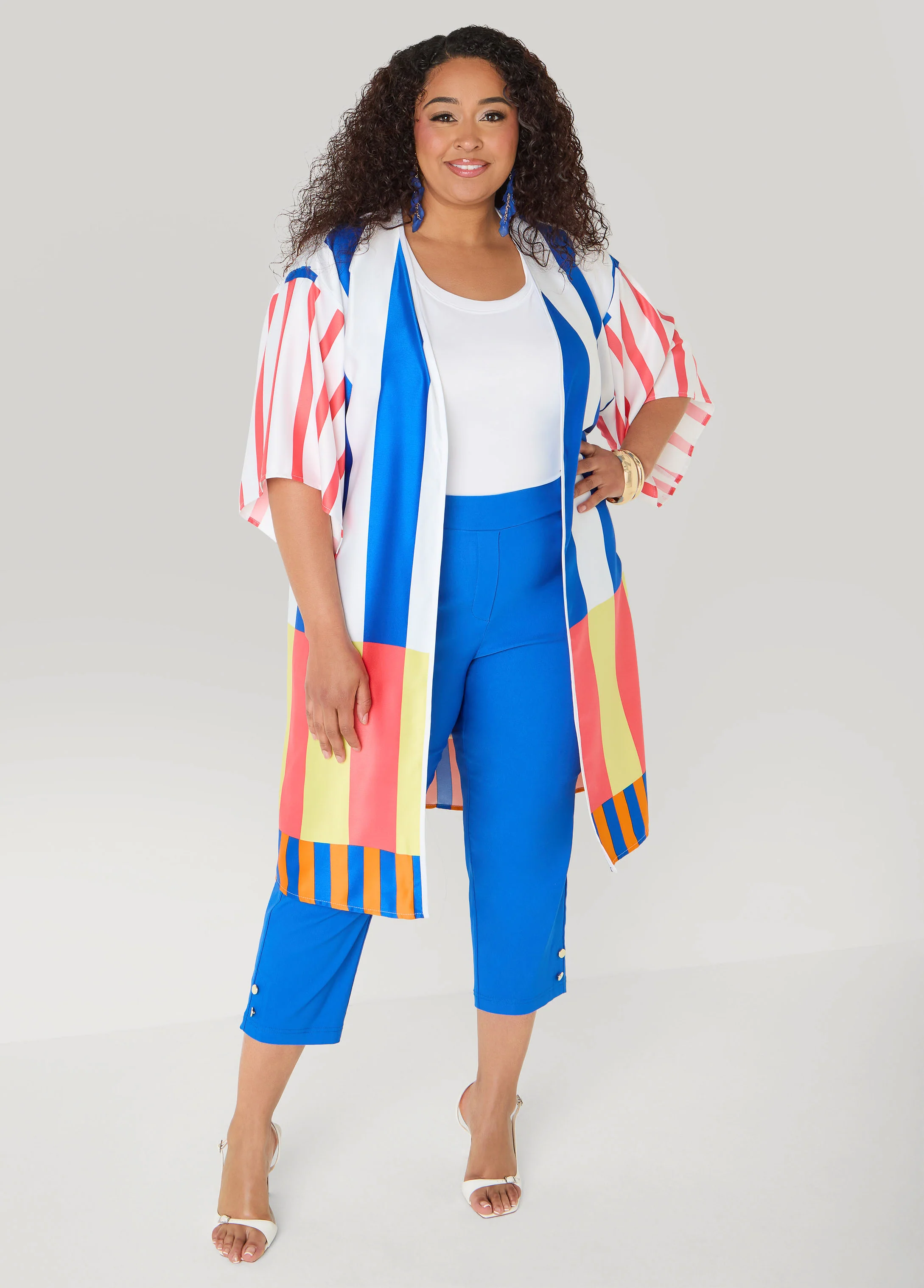 Striped Satin Kimono - Image 4