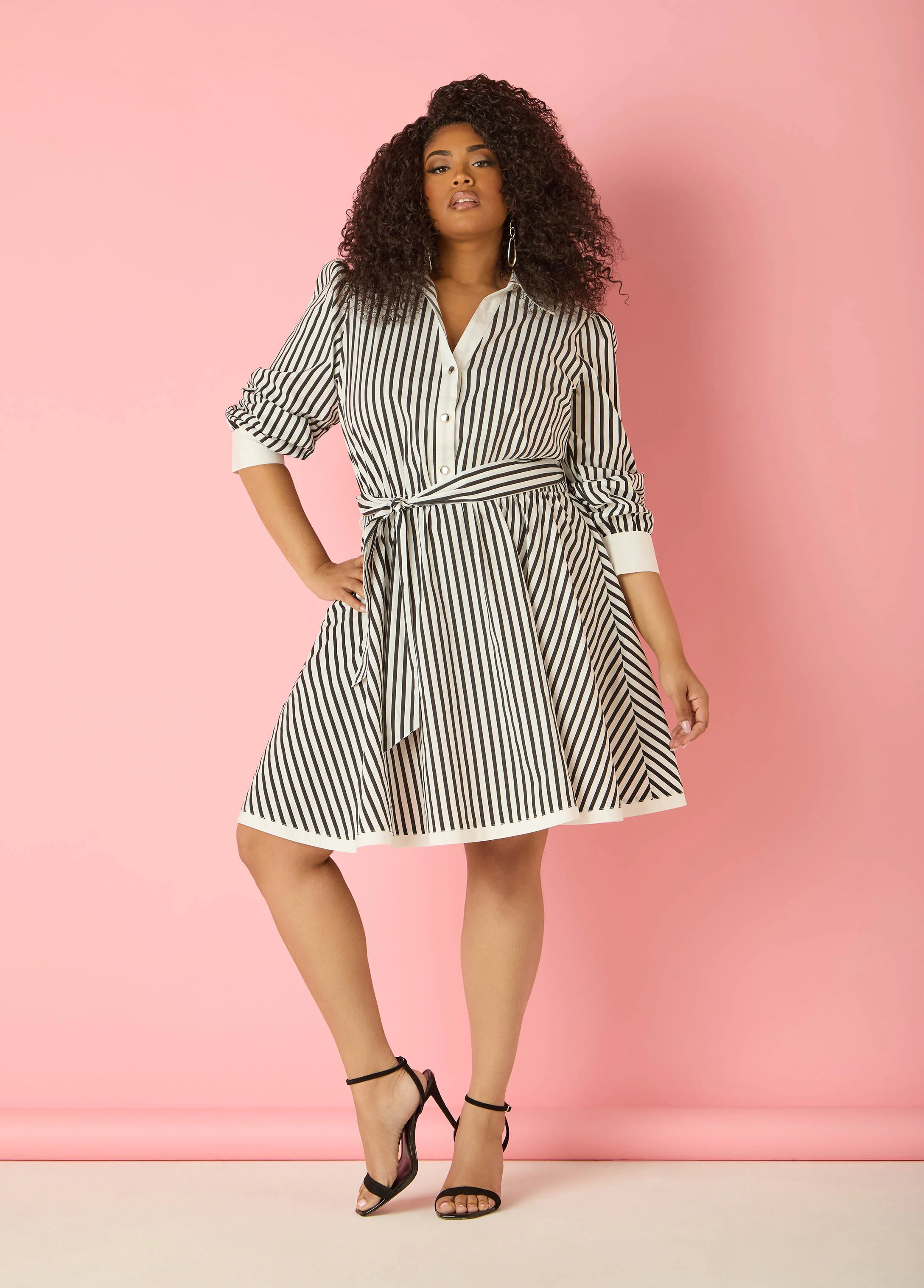 Striped A Line Shirtdress - Image 9