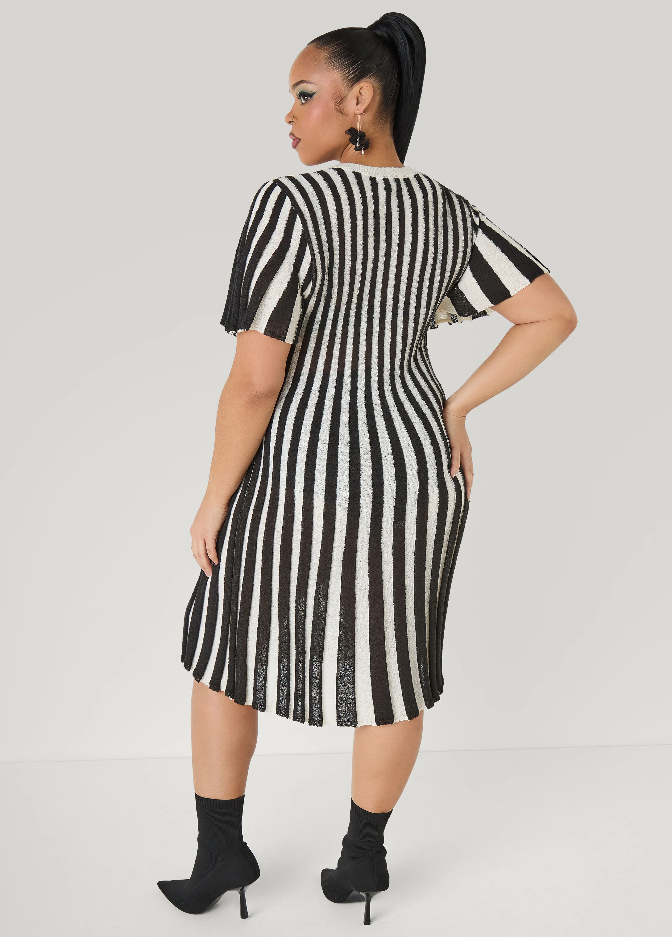Striped A Line Sweater Dress - Image 2