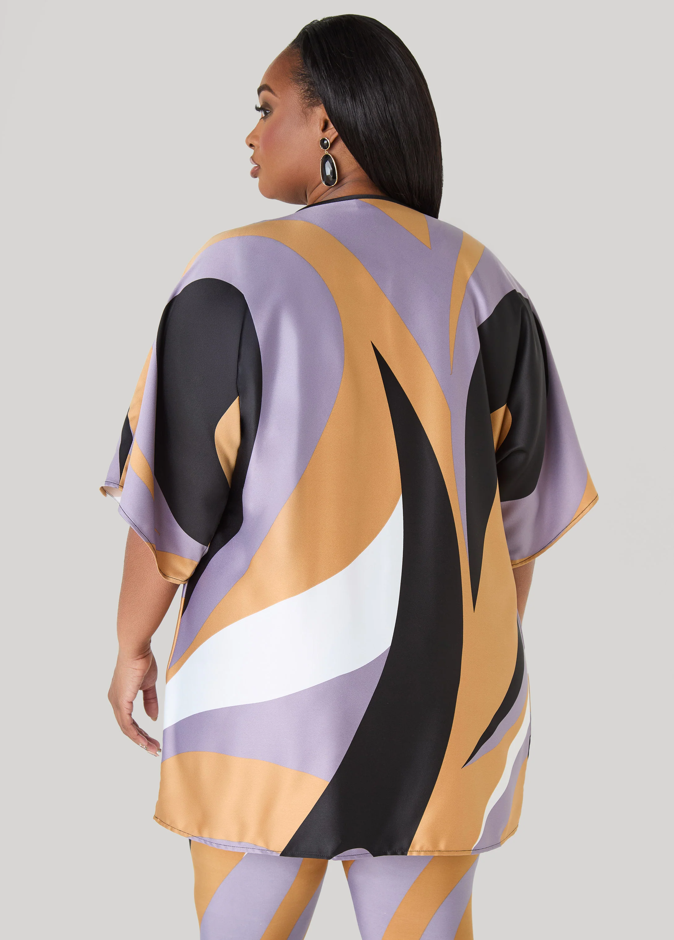 Swirl Print Satin Kimono - Image 2
