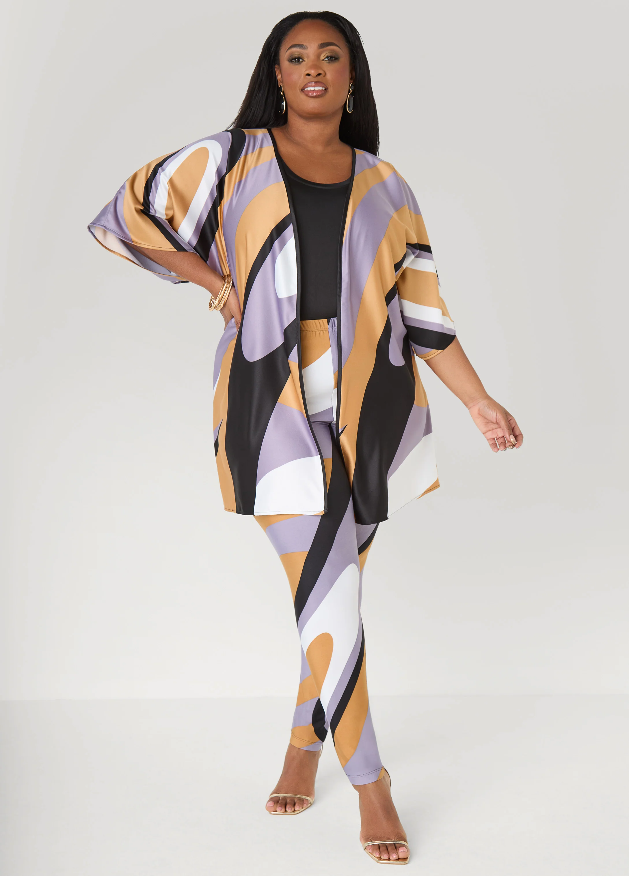 Swirl Print Satin Kimono - Image 3