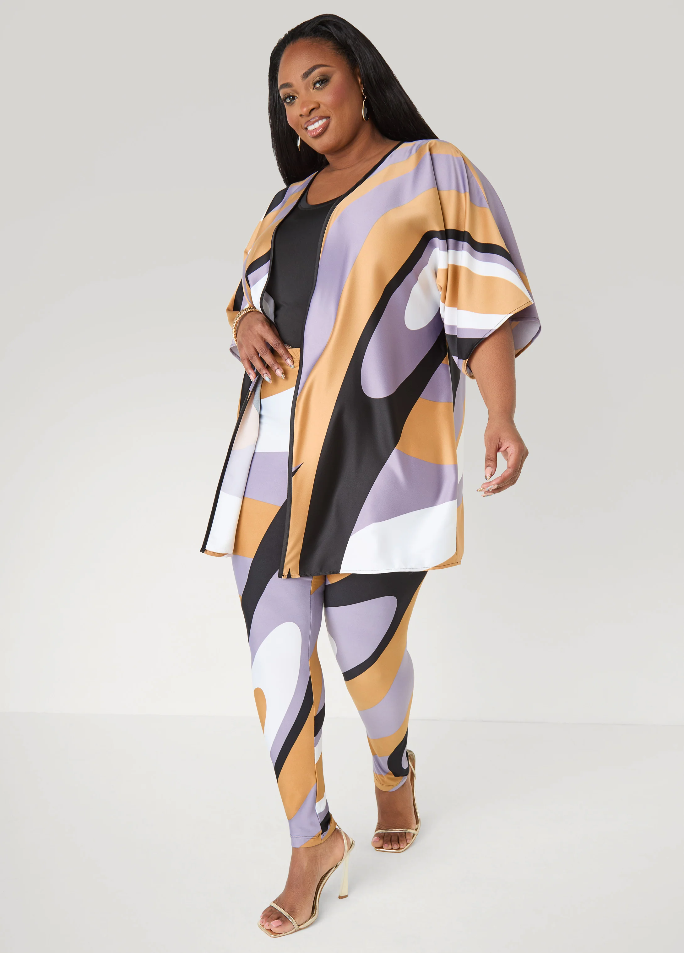 Swirl Print Satin Kimono - Image 4