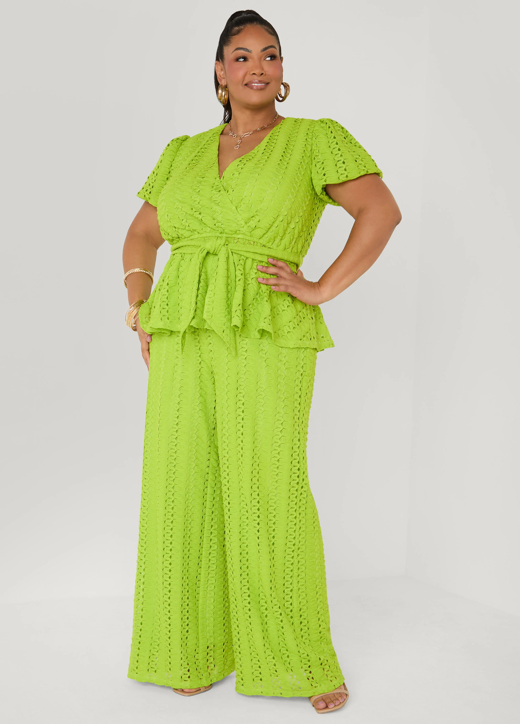 Textured Wide Leg Pants - Image 4