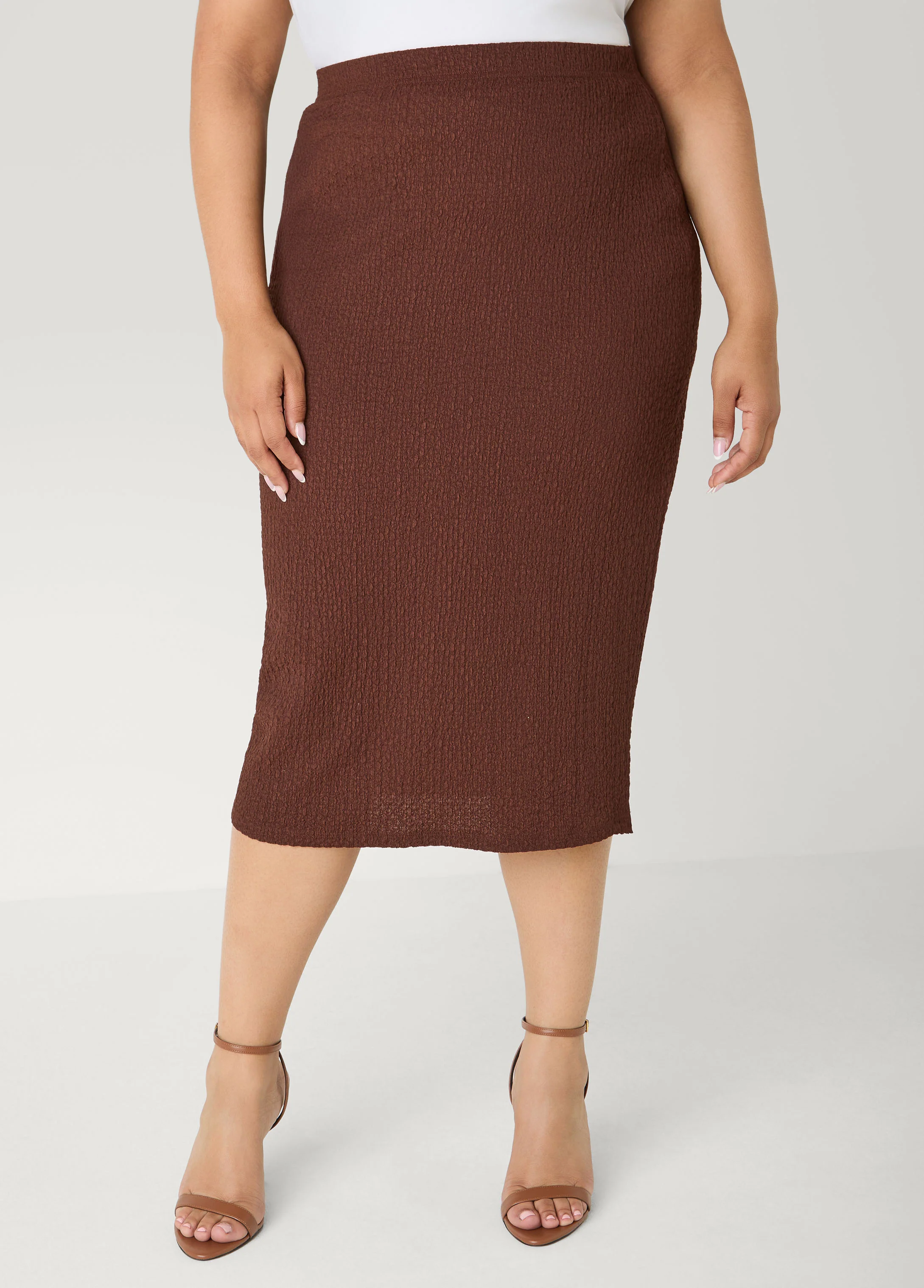 Textured Midi Pencil Skirt - Image 9