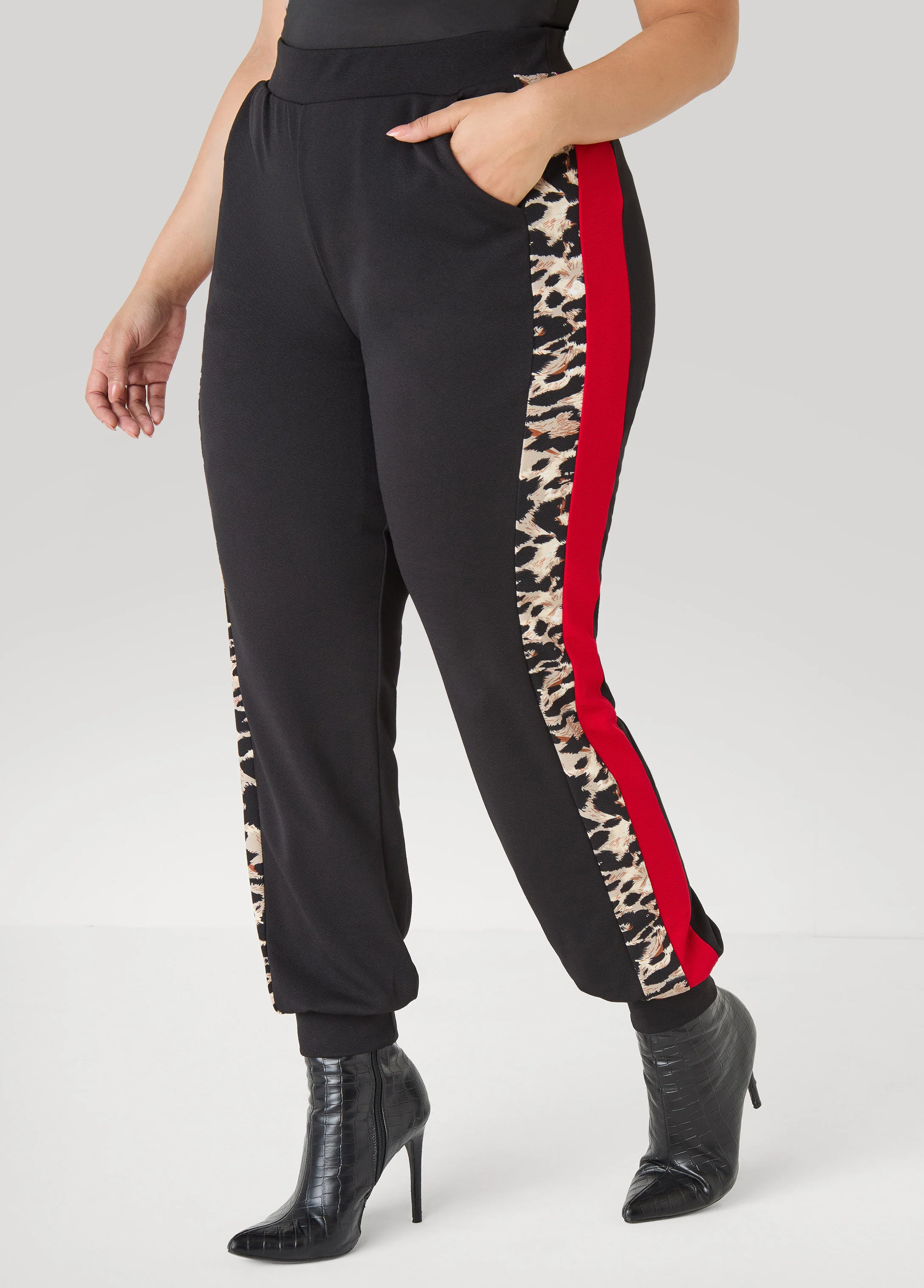 Animal Print Colorblock Joggers - Image 3