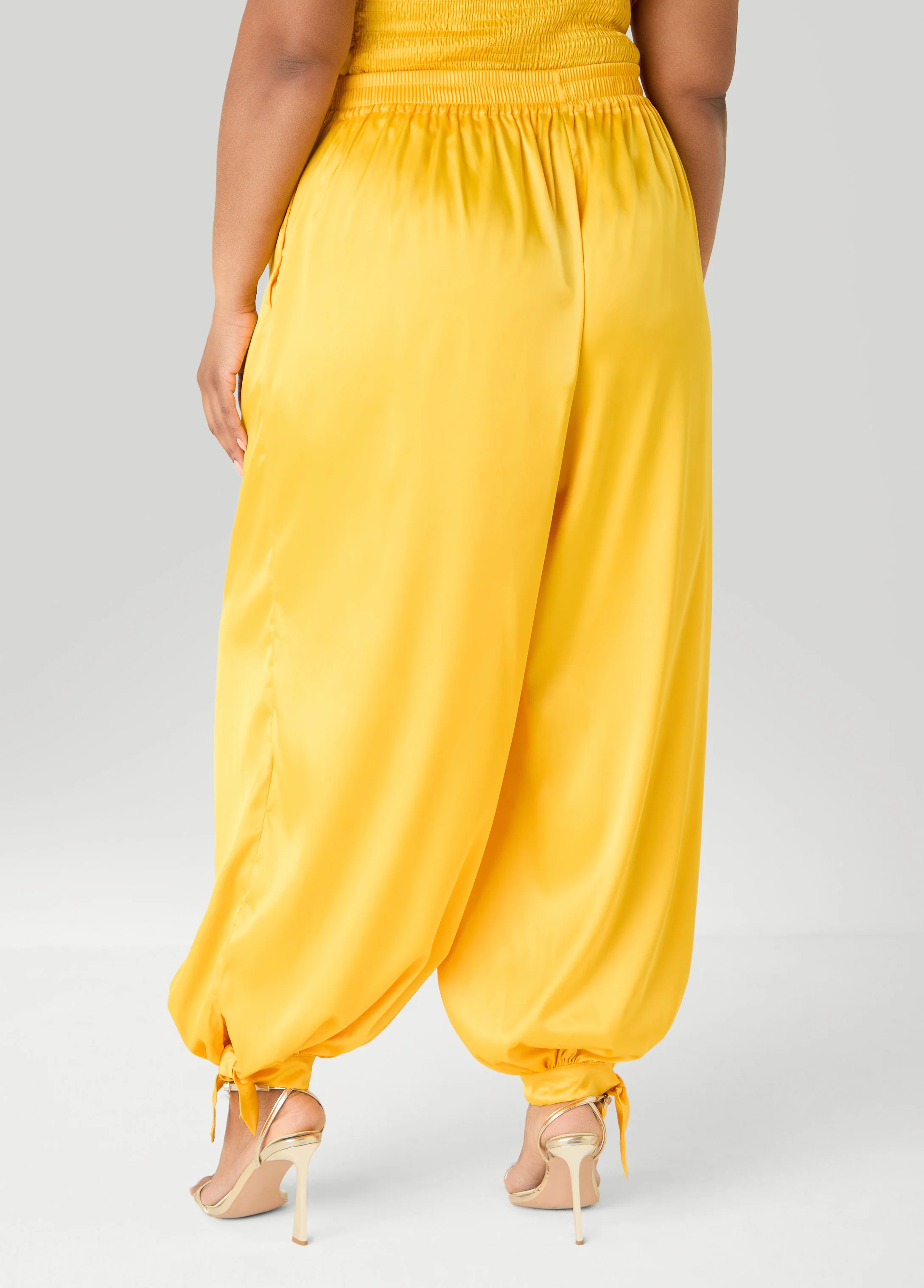 Ankle Tie Satin Balloon Pants - Image 2