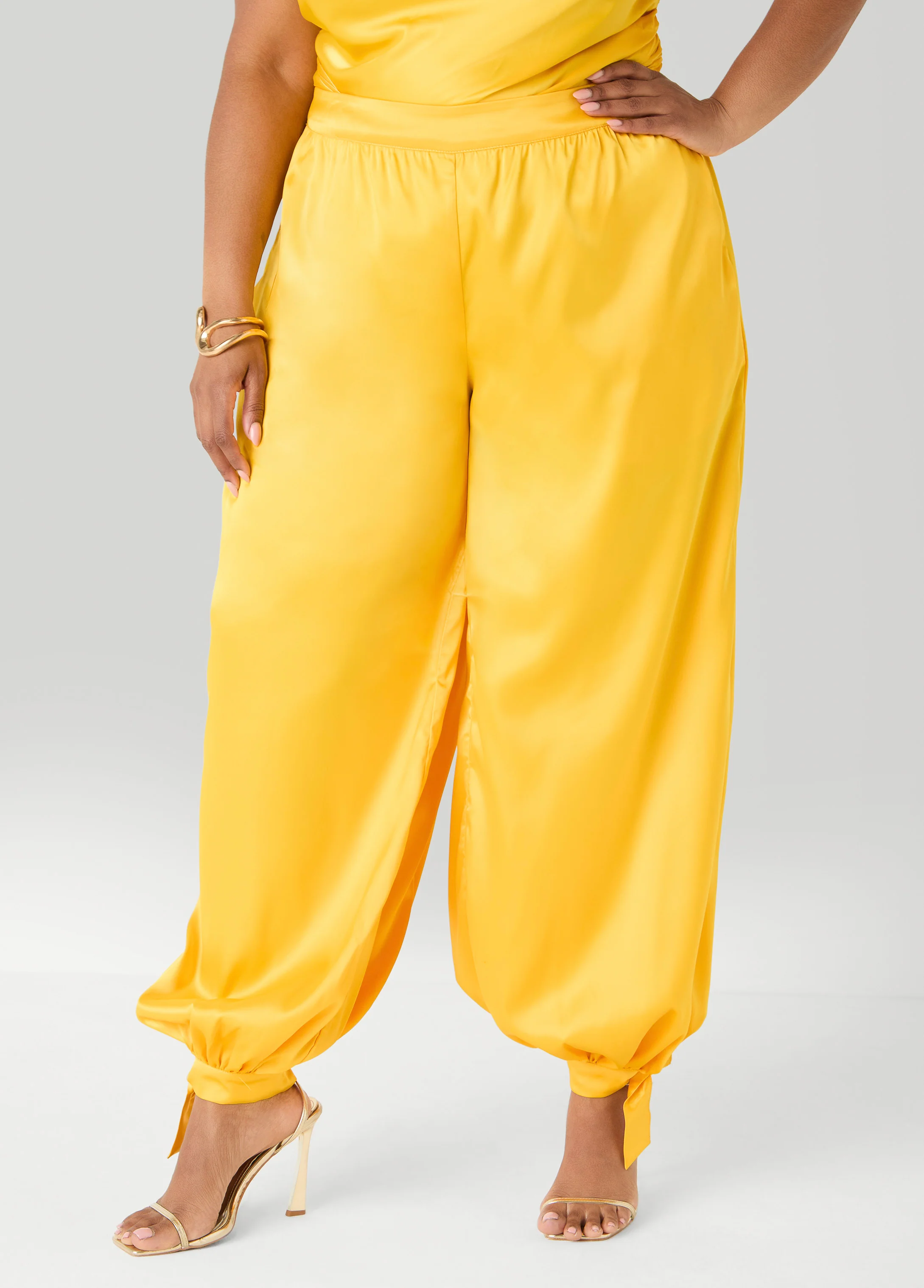 Ankle Tie Satin Balloon Pants - Image 6