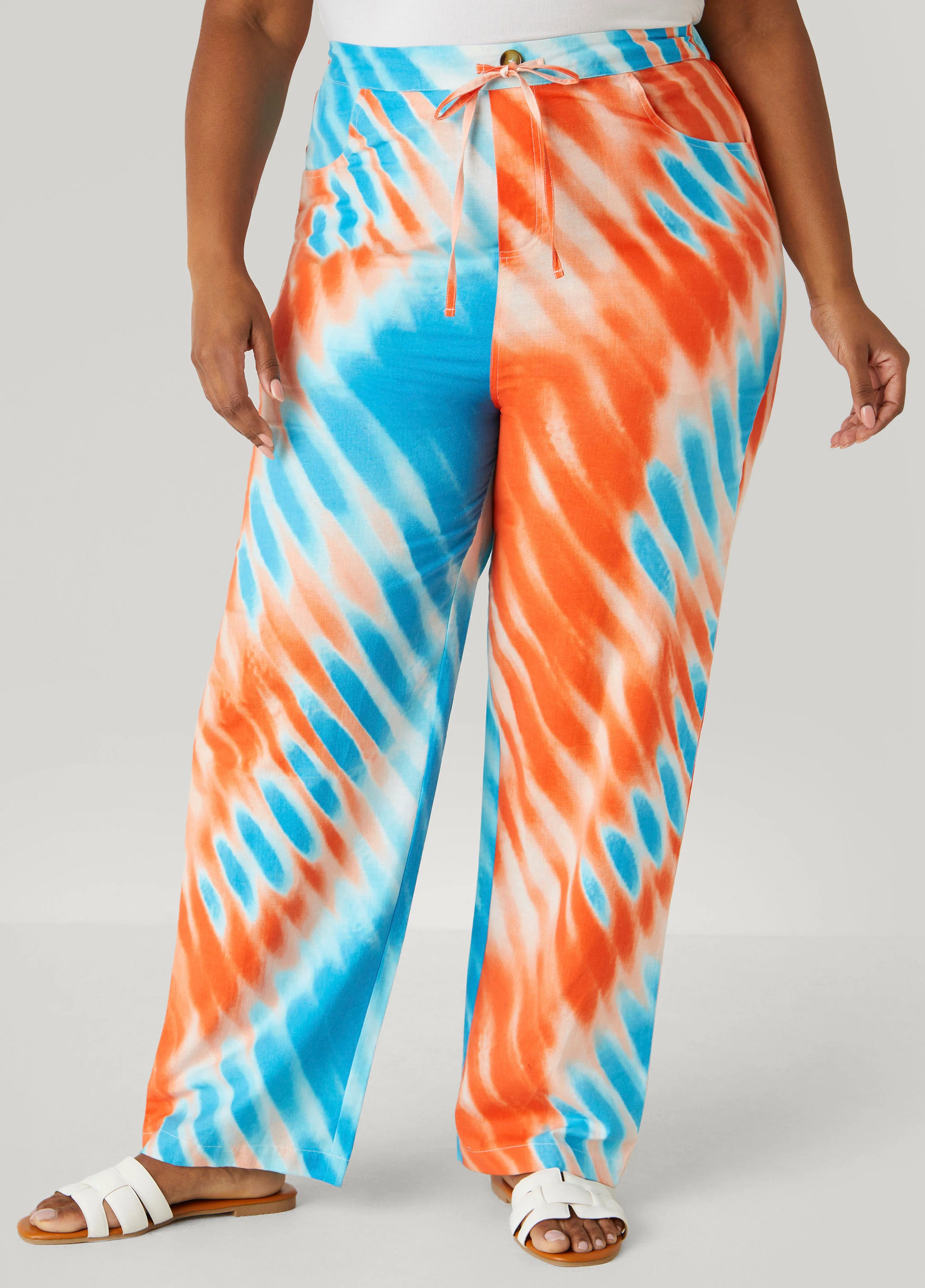 Tie Dyed Linen And Cotton Pants - Image 3
