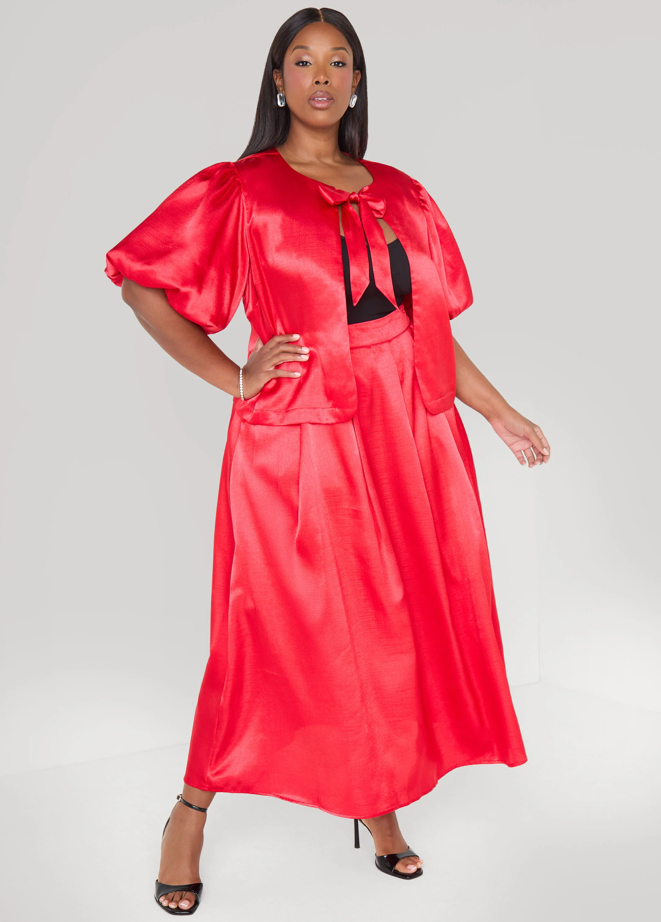Pleated Satin Maxi Skirt - Image 4