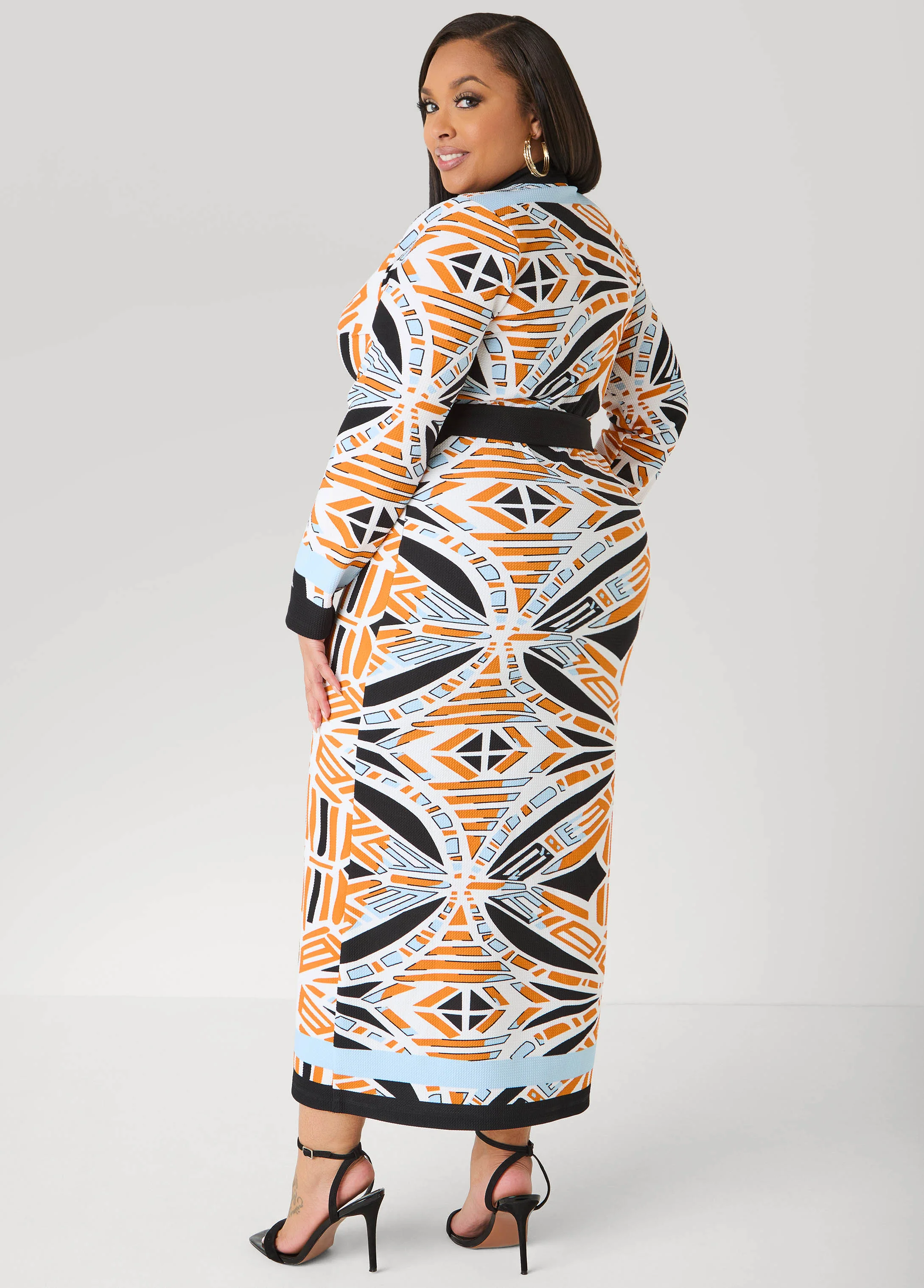 Abstract Print Cardigan Dress - Image 2