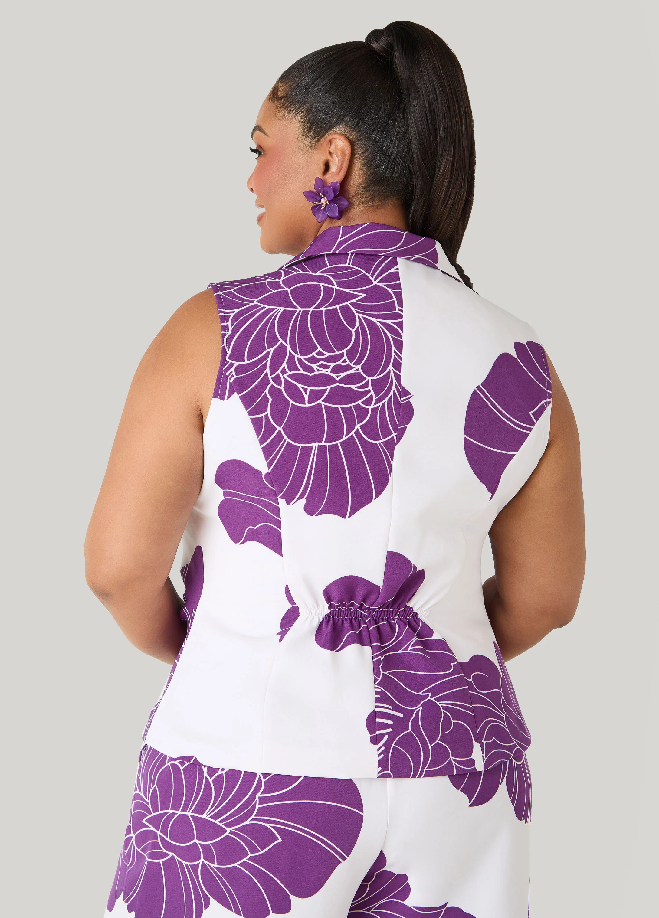 Ruched Floral Print Vest - Image 2