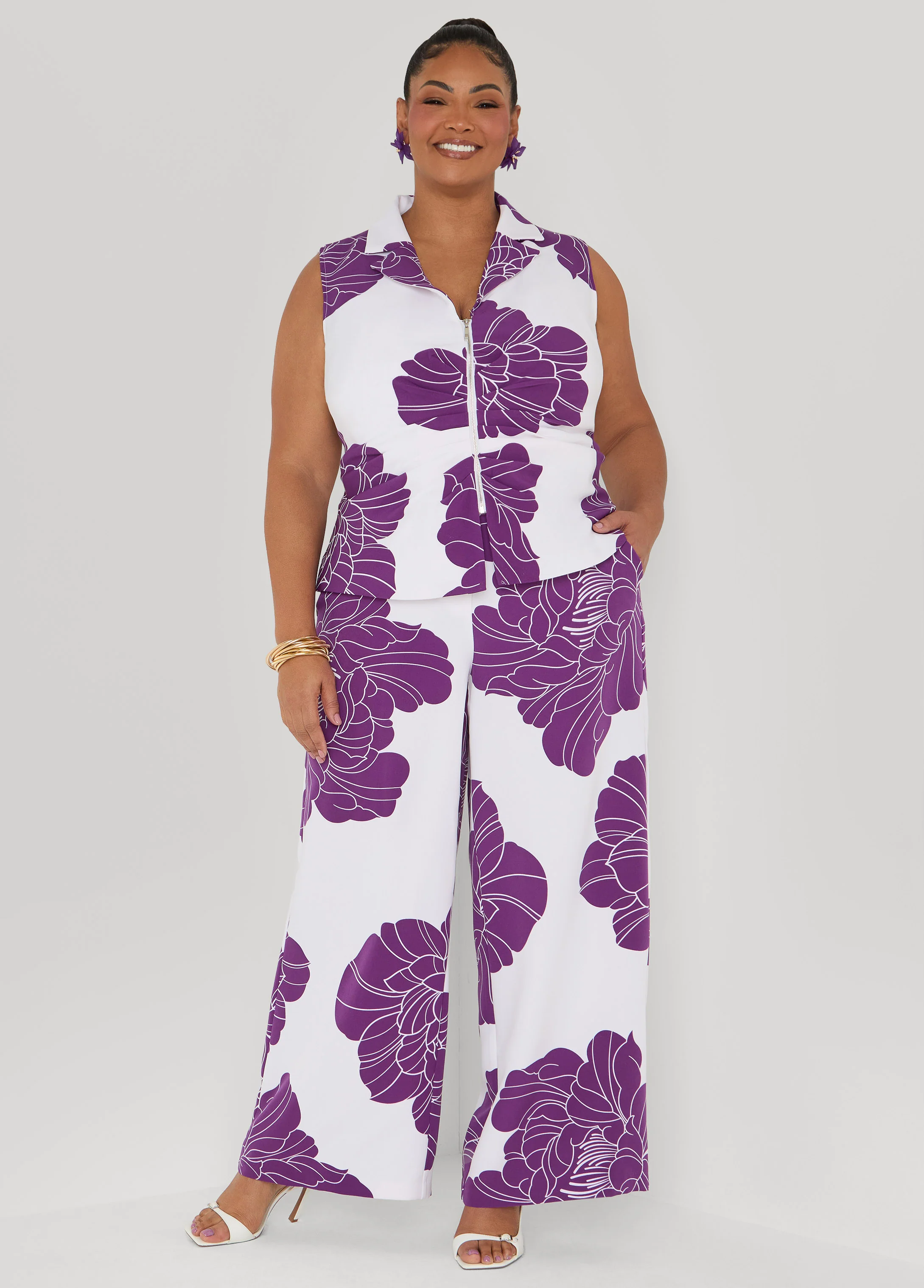 Ruched Floral Print Vest - Image 3