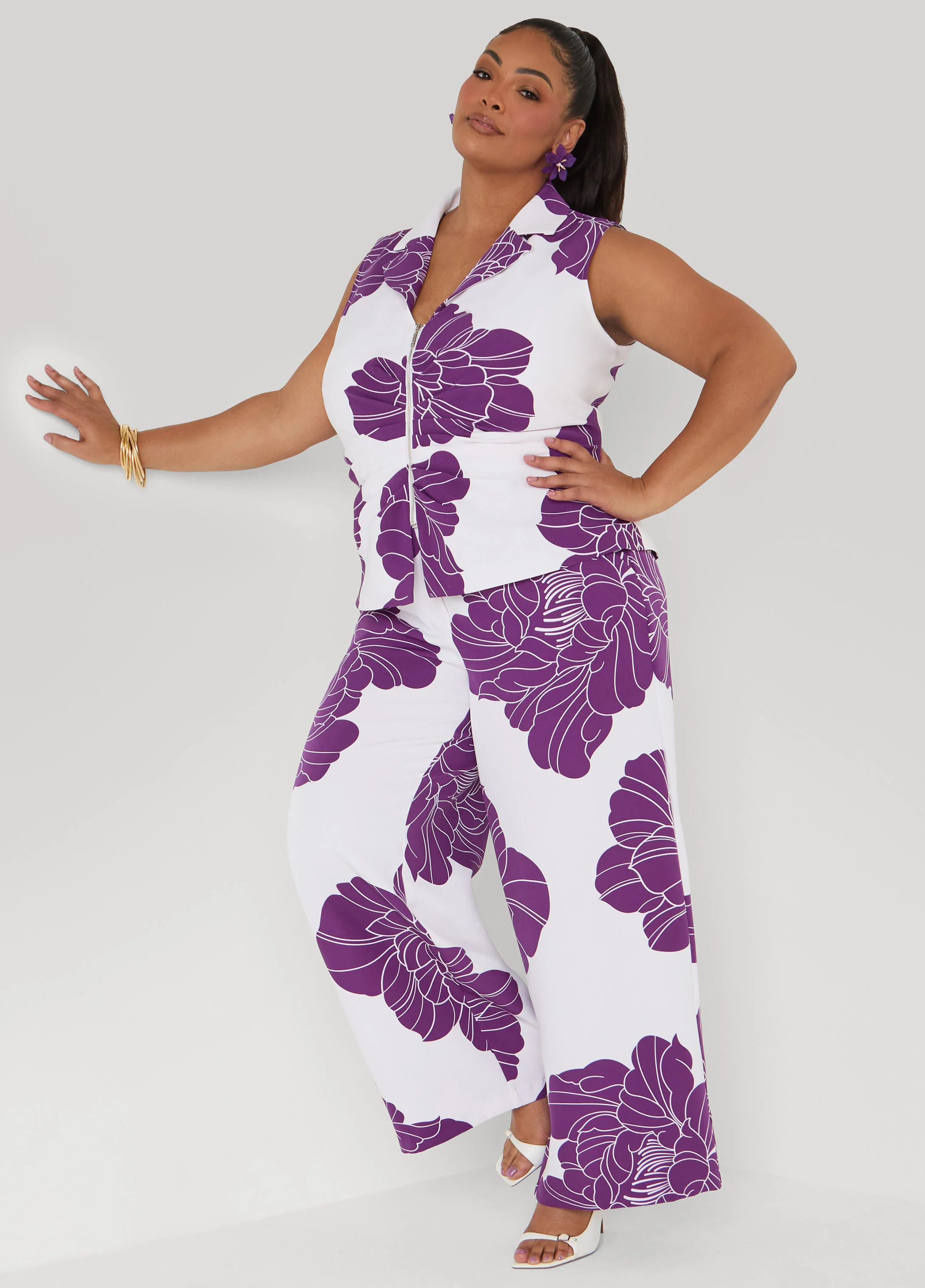 Ruched Floral Print Vest - Image 4