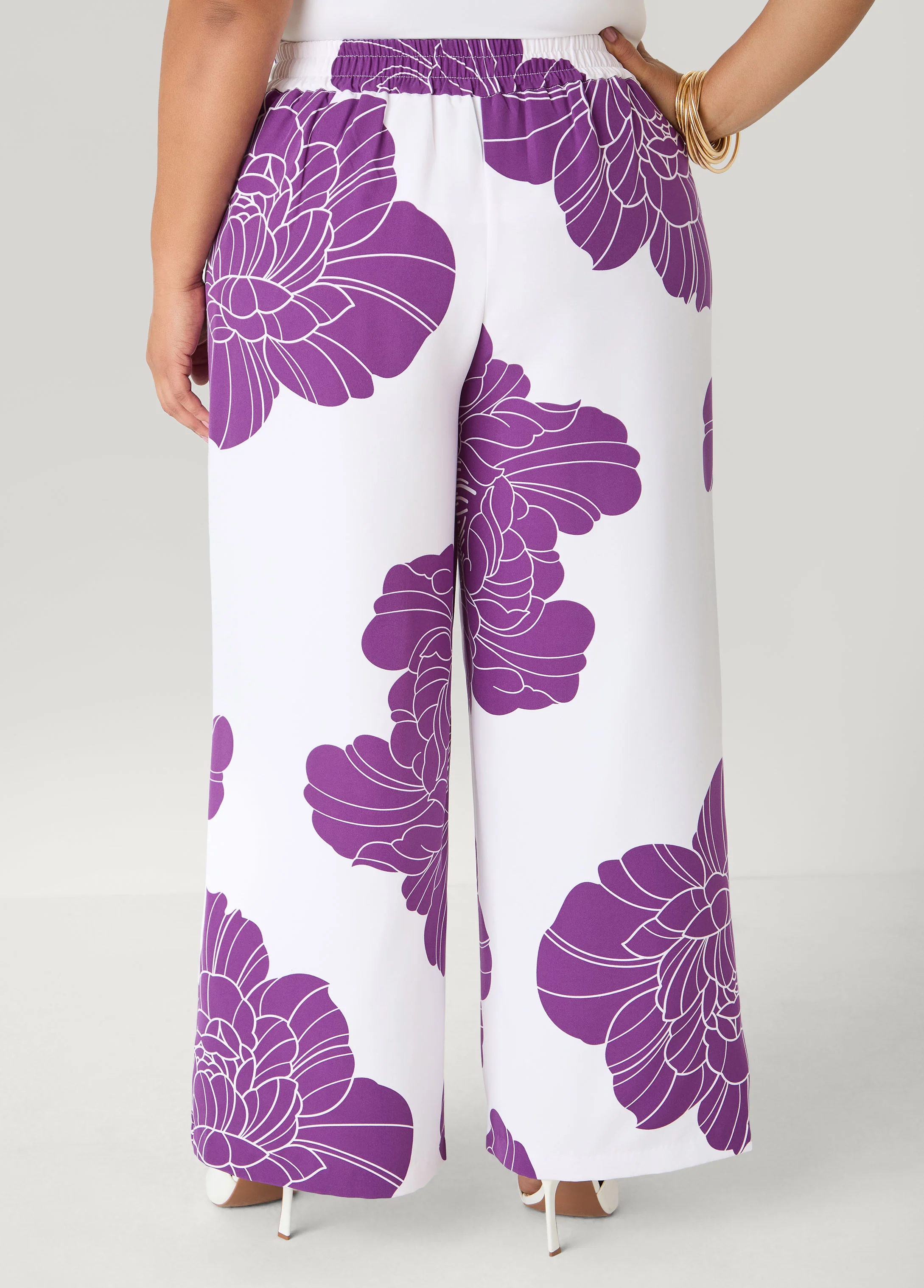 Floral Print Wide Leg Pants - Image 2