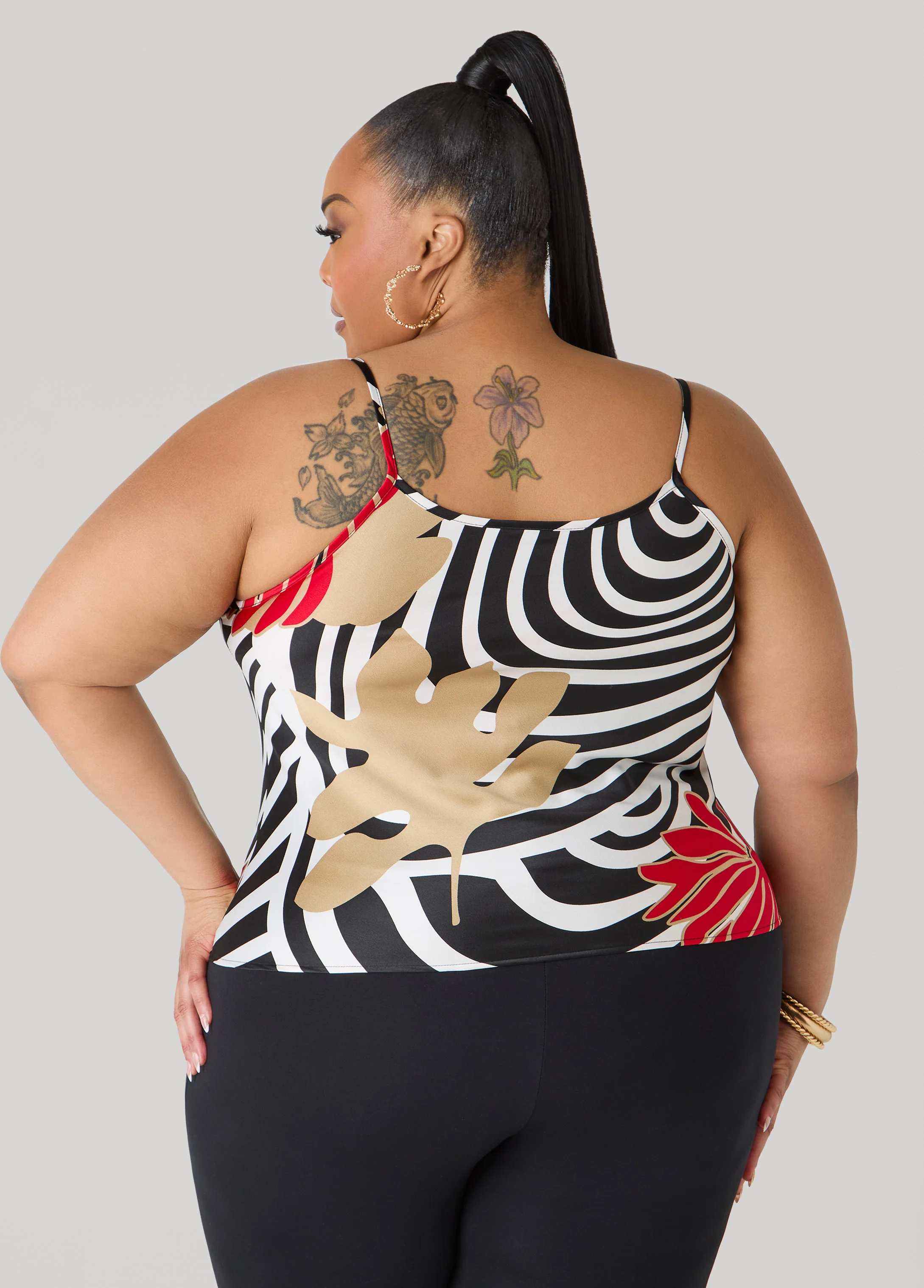 Floral Print Cowl Neck Satin Cami - Image 2