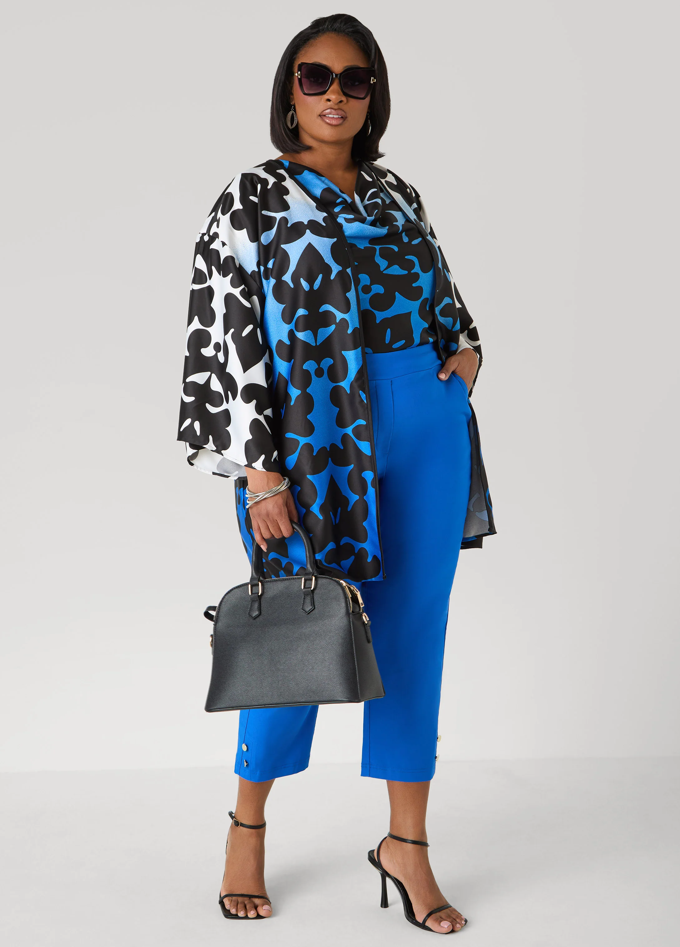 Ombre Printed Satin Kimono - Image 3