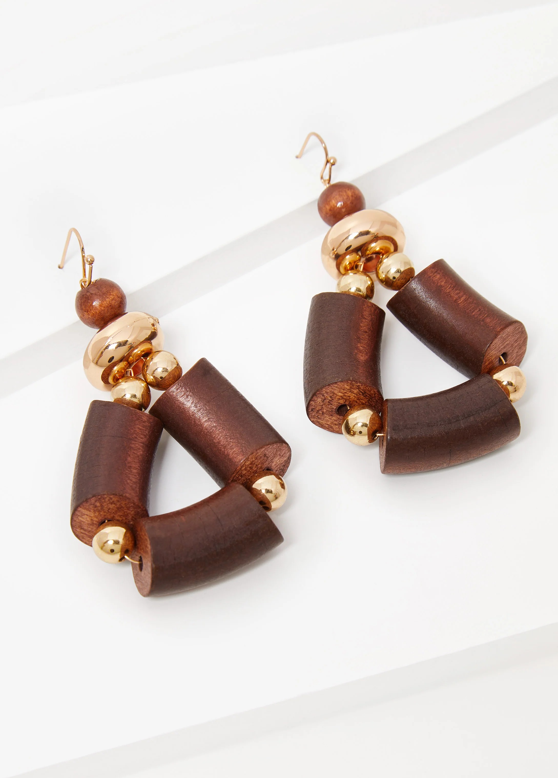 Wood And Bead Earrings - Image 2