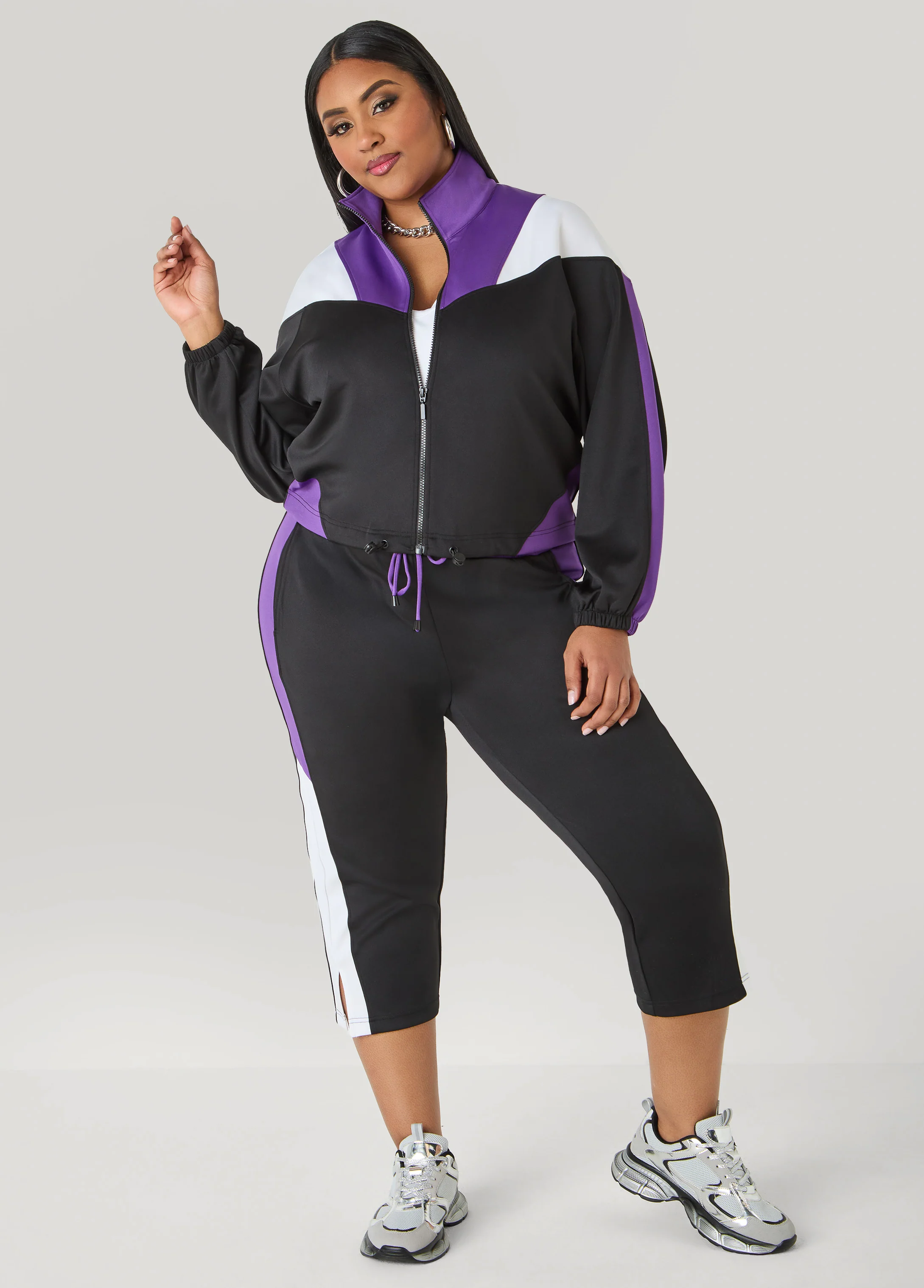 Drawstring Colorblock Track Jacket - Image 3