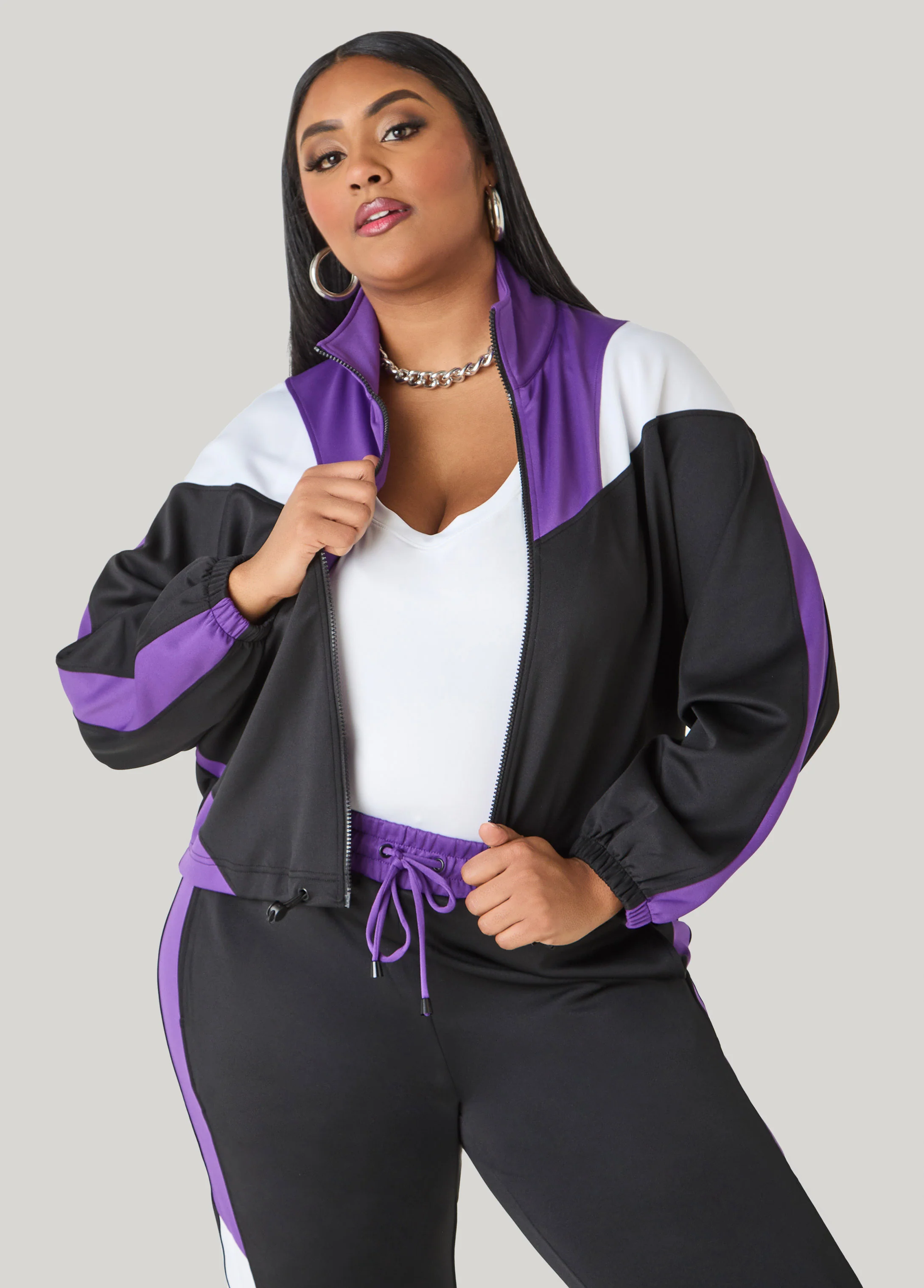 Drawstring Colorblock Track Jacket - Image 4