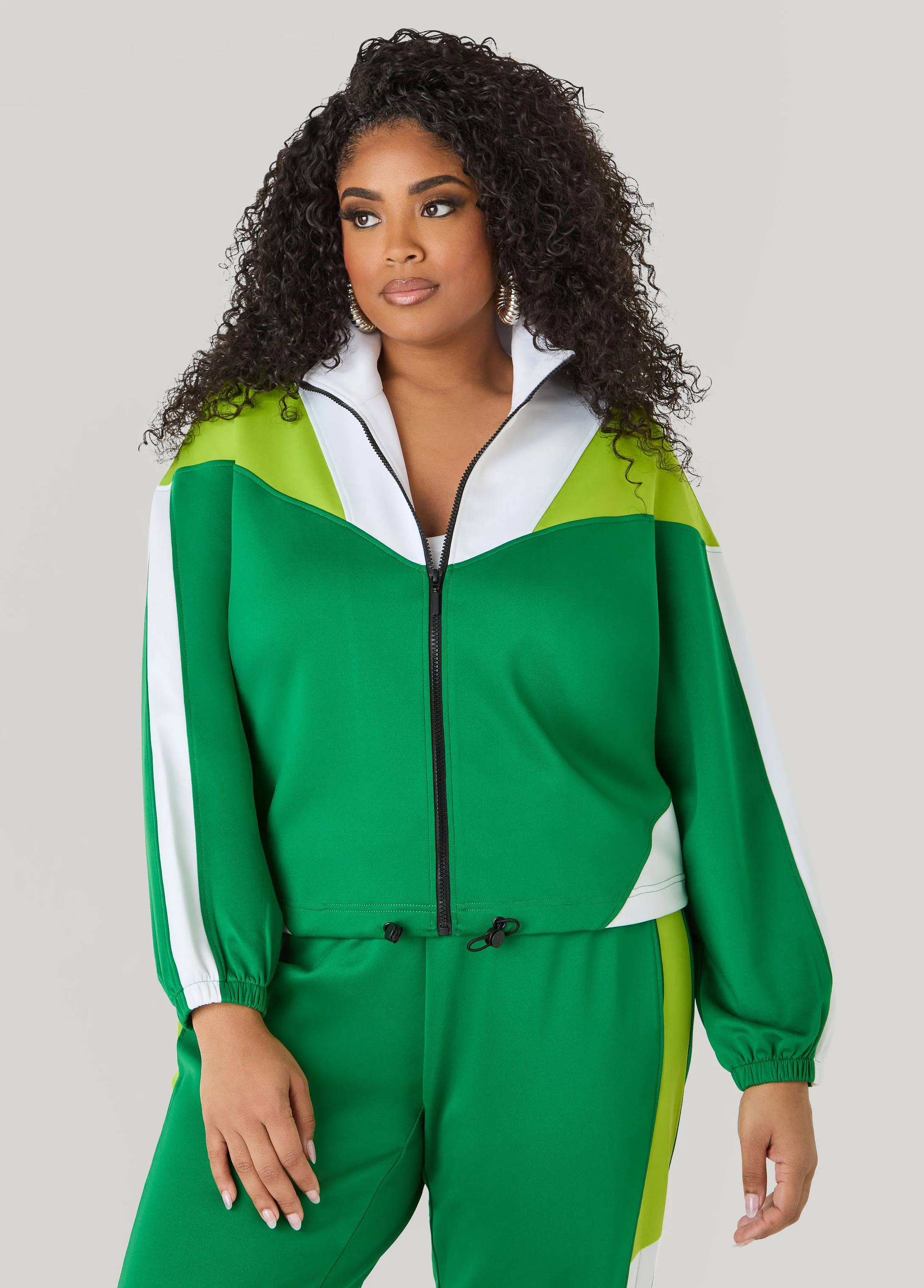 Drawstring Colorblock Track Jacket - Image 5