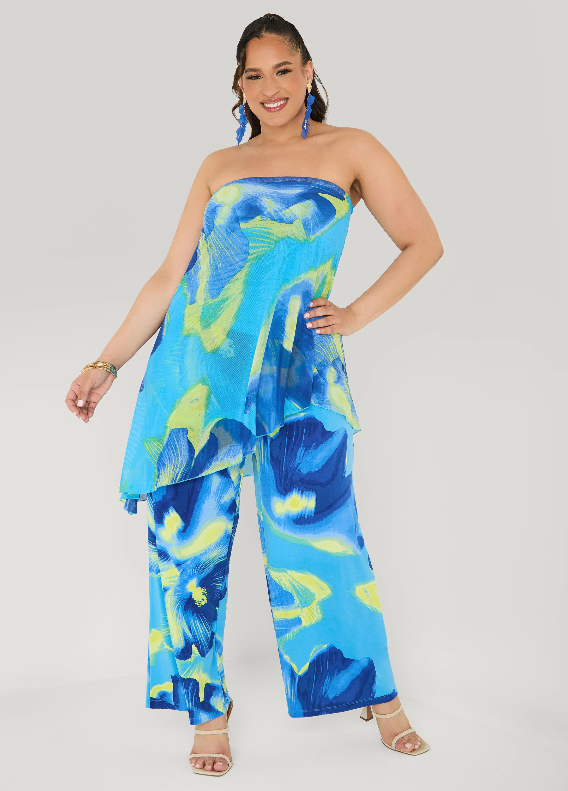 Tropical Print Wide Leg Pants - Image 3