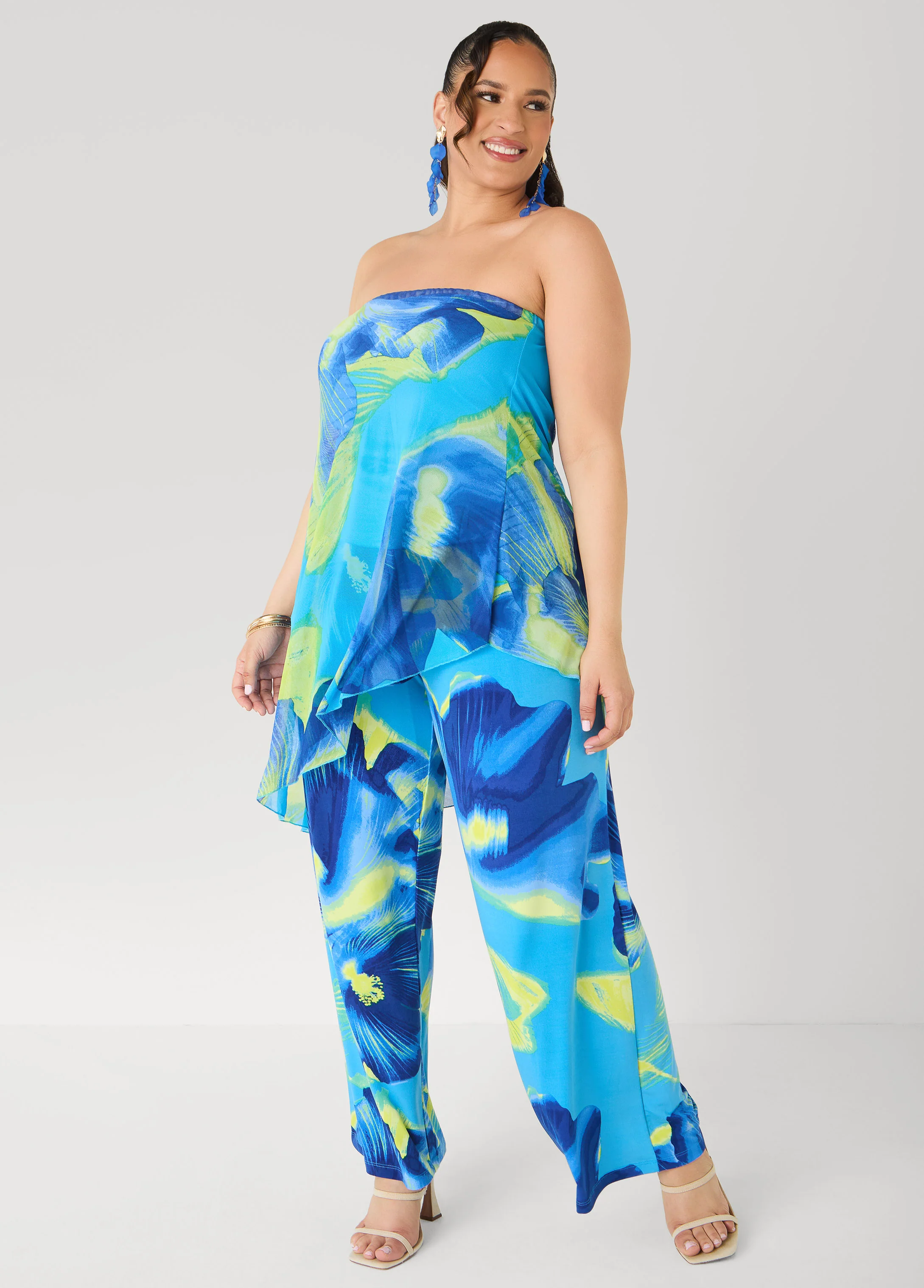 Tropical Asymmetric Mesh Tube Top - Image 3