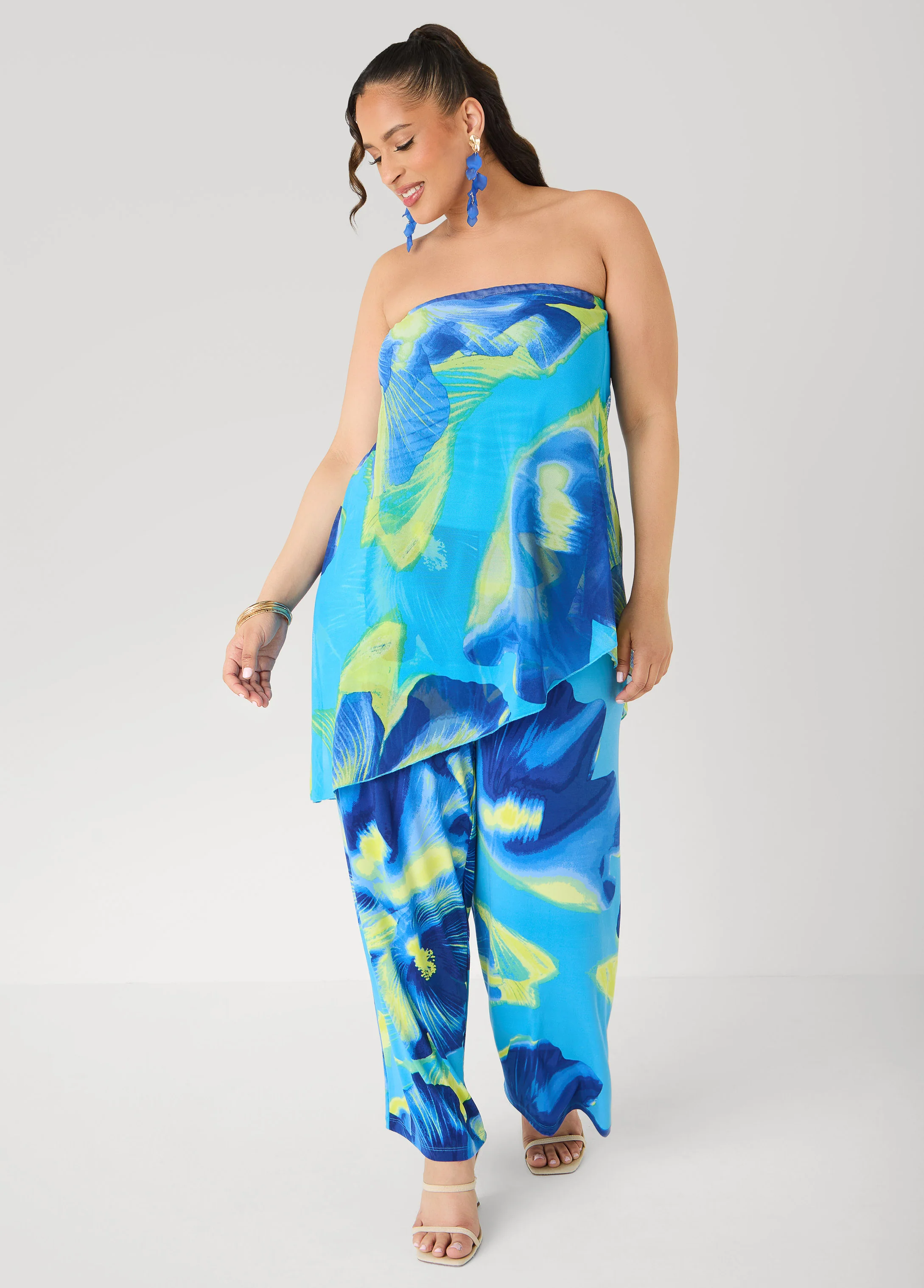 Tropical Asymmetric Mesh Tube Top - Image 4