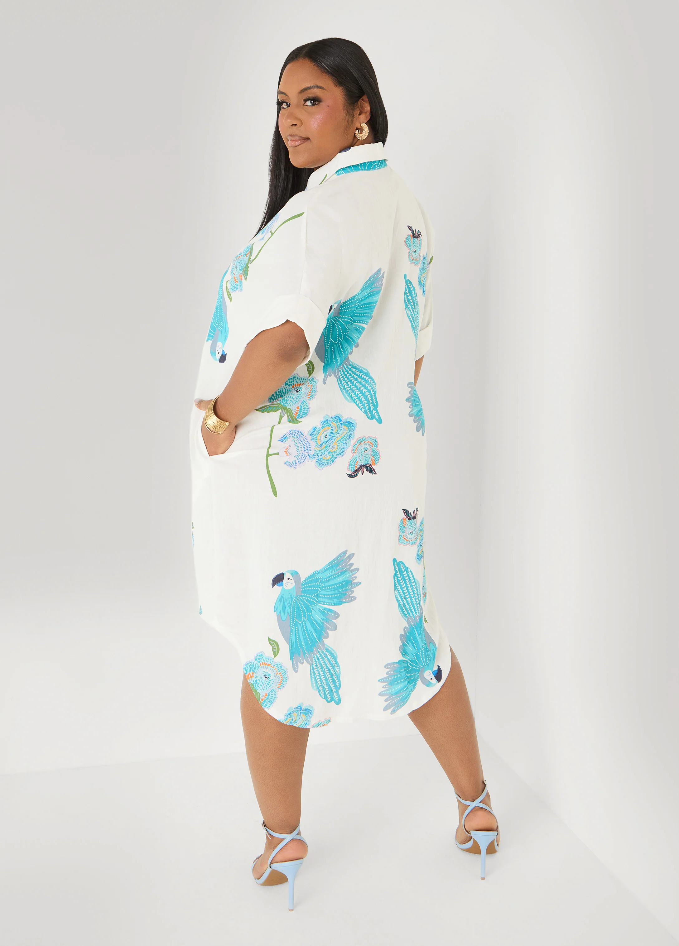 Parrot Print Hi Low Shirtdress - Image 2
