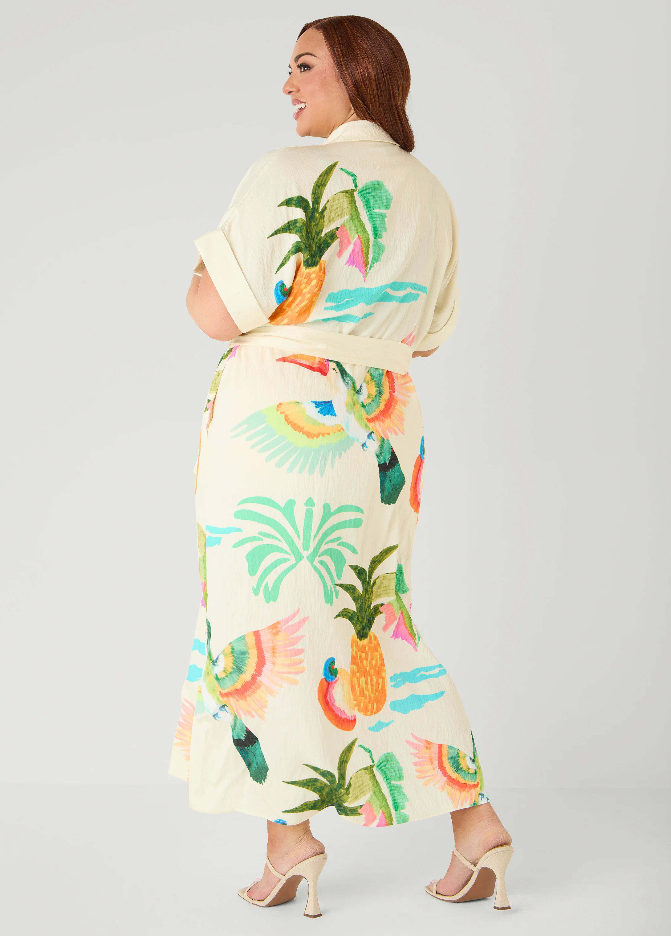 Tropical Print Maxi Shirtdress - Image 2