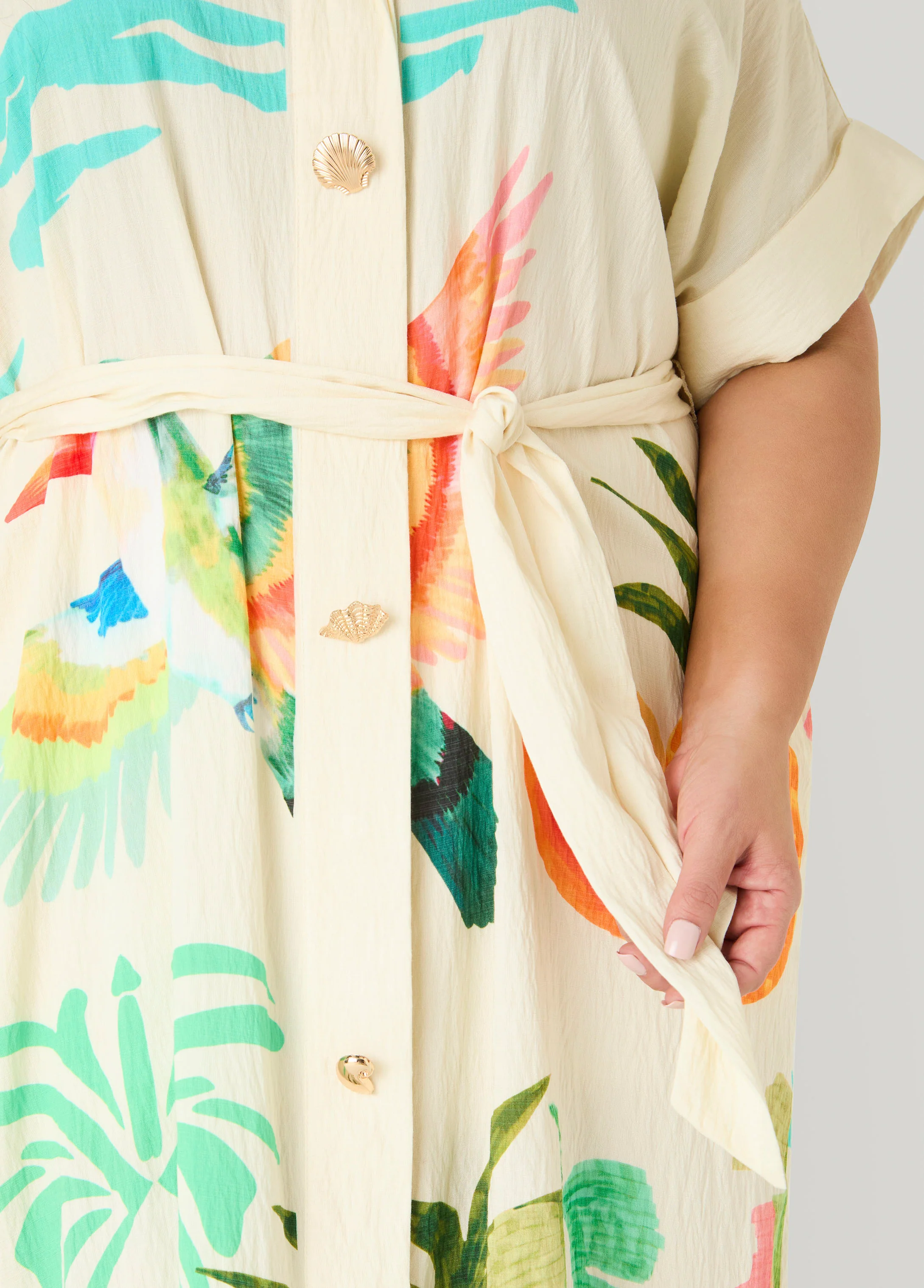 Tropical Print Maxi Shirtdress - Image 8