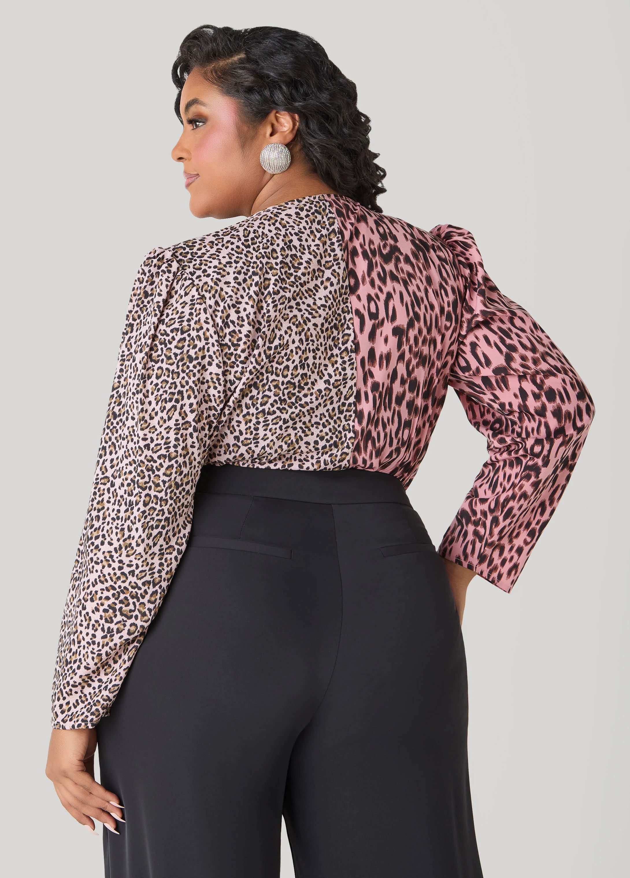 Paneled Leopard Print Bodysuit - Image 2