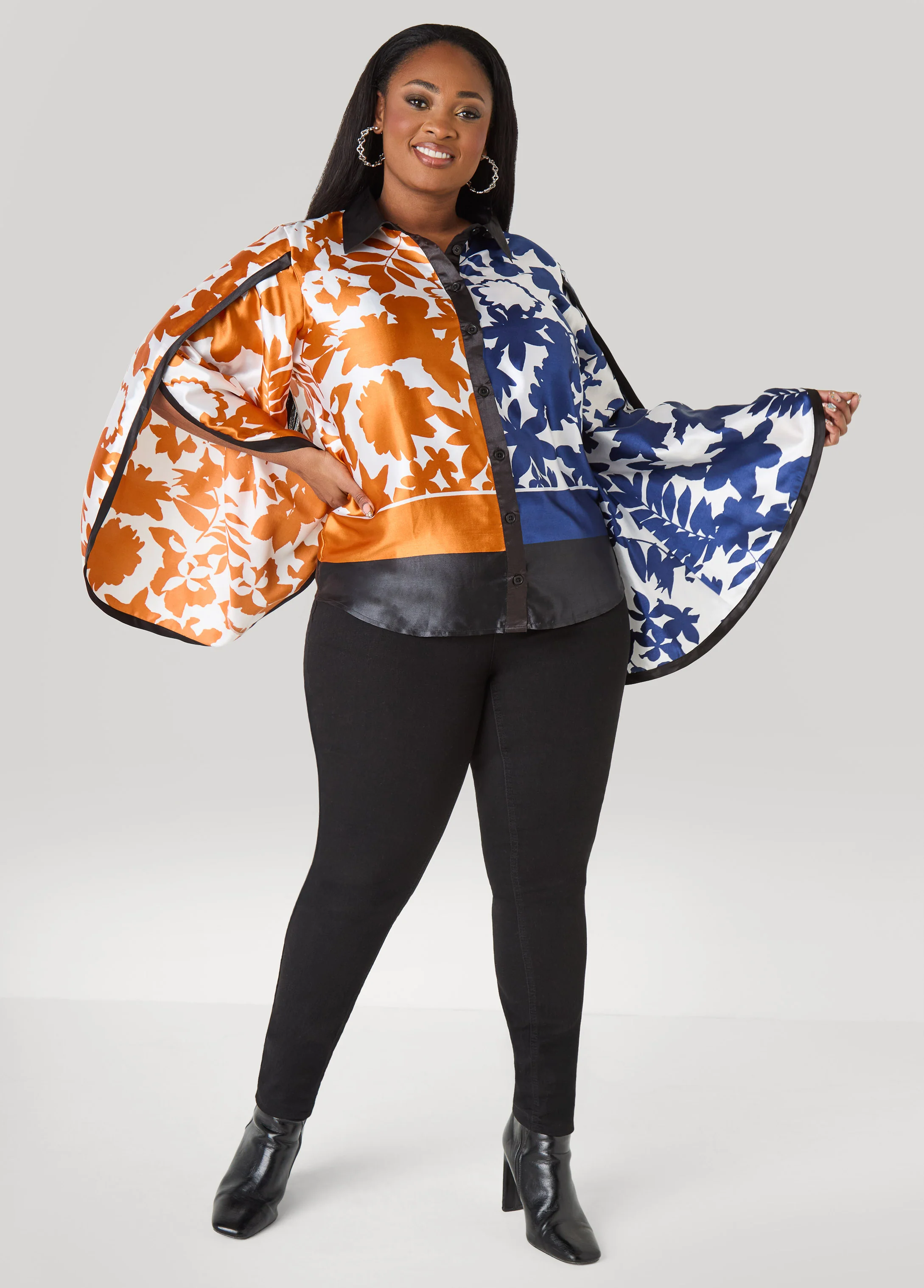 Two Tone Leaf Print Shirt - Image 3