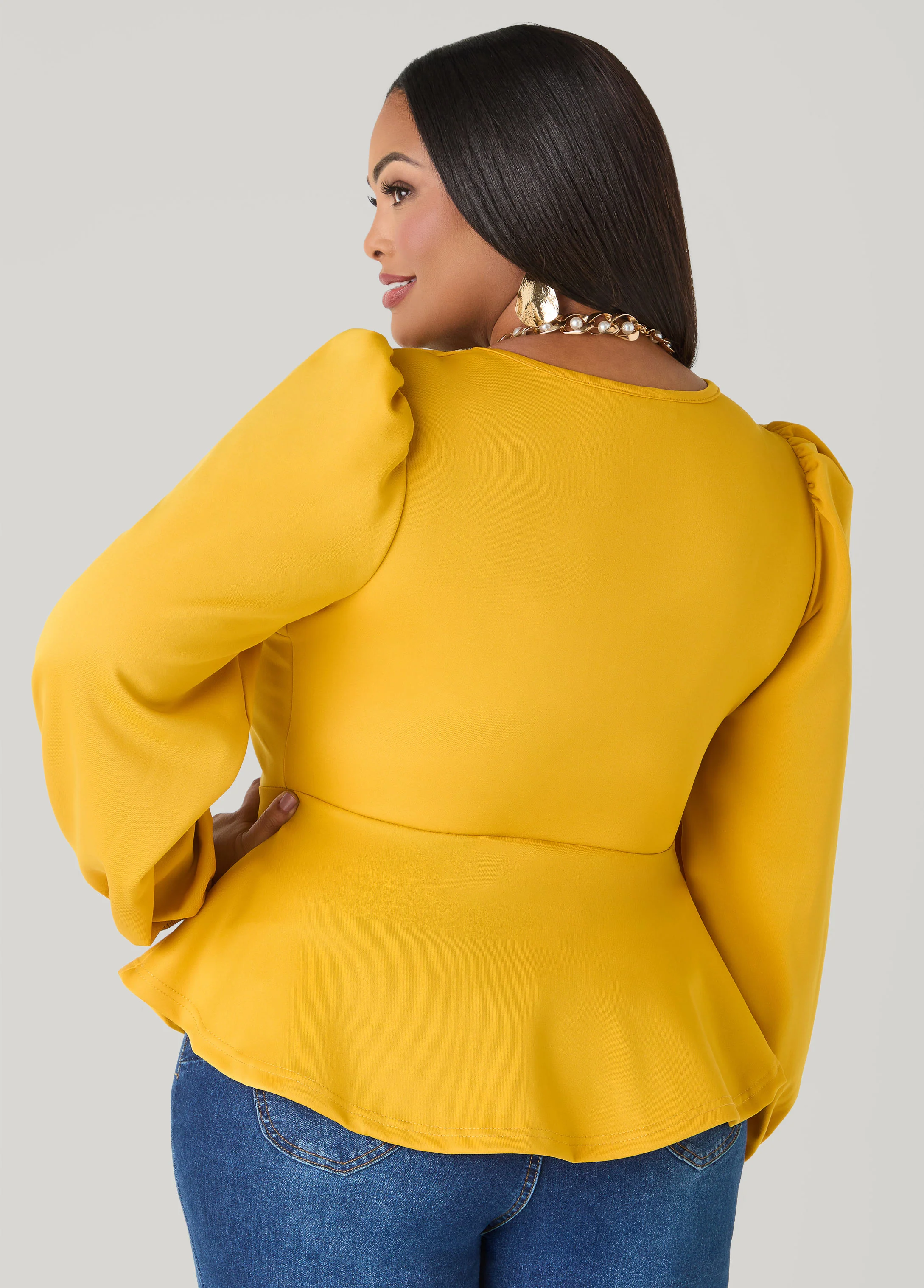 Puff Sleeved Peplum Top - Image 10