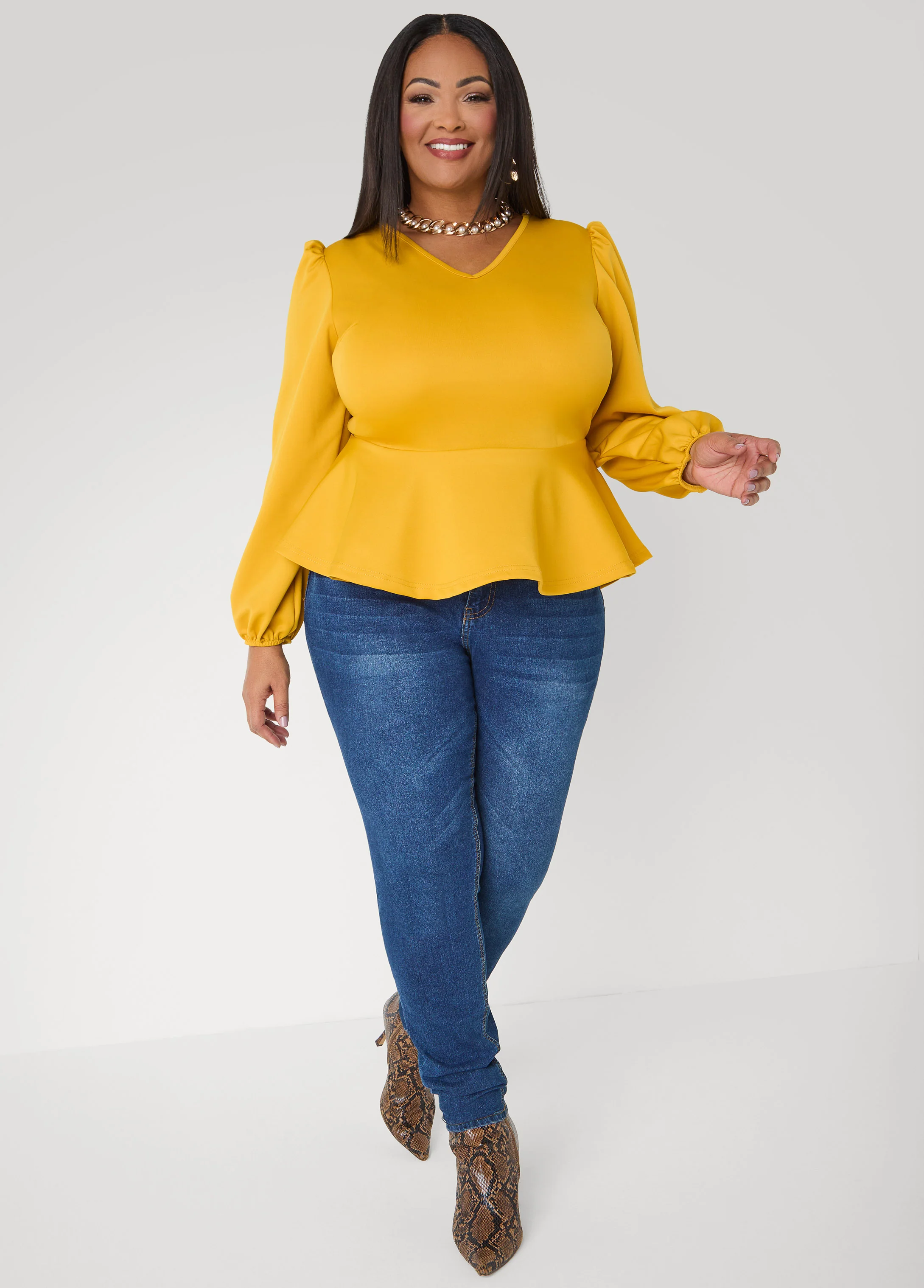 Puff Sleeved Peplum Top - Image 11