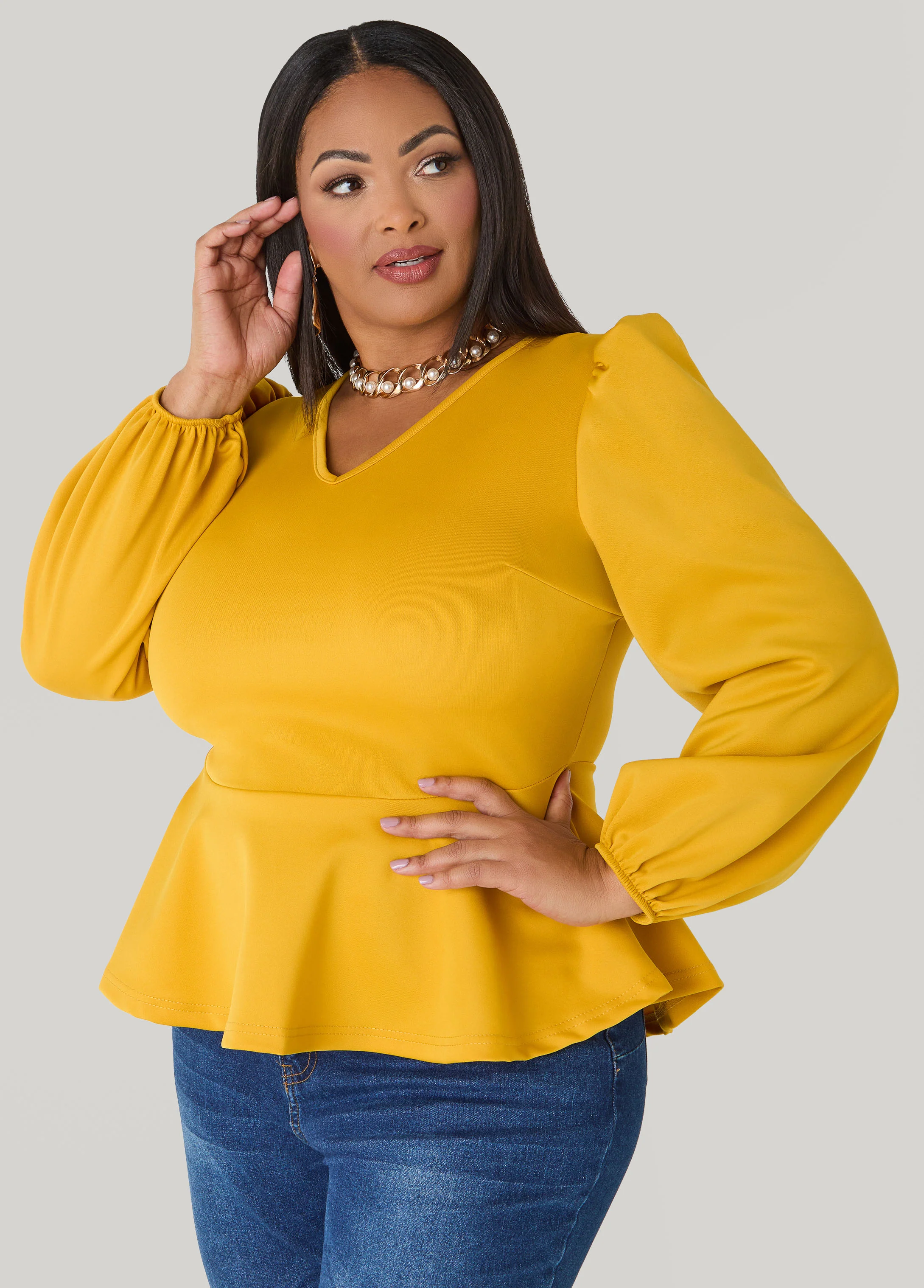 Puff Sleeved Peplum Top - Image 12