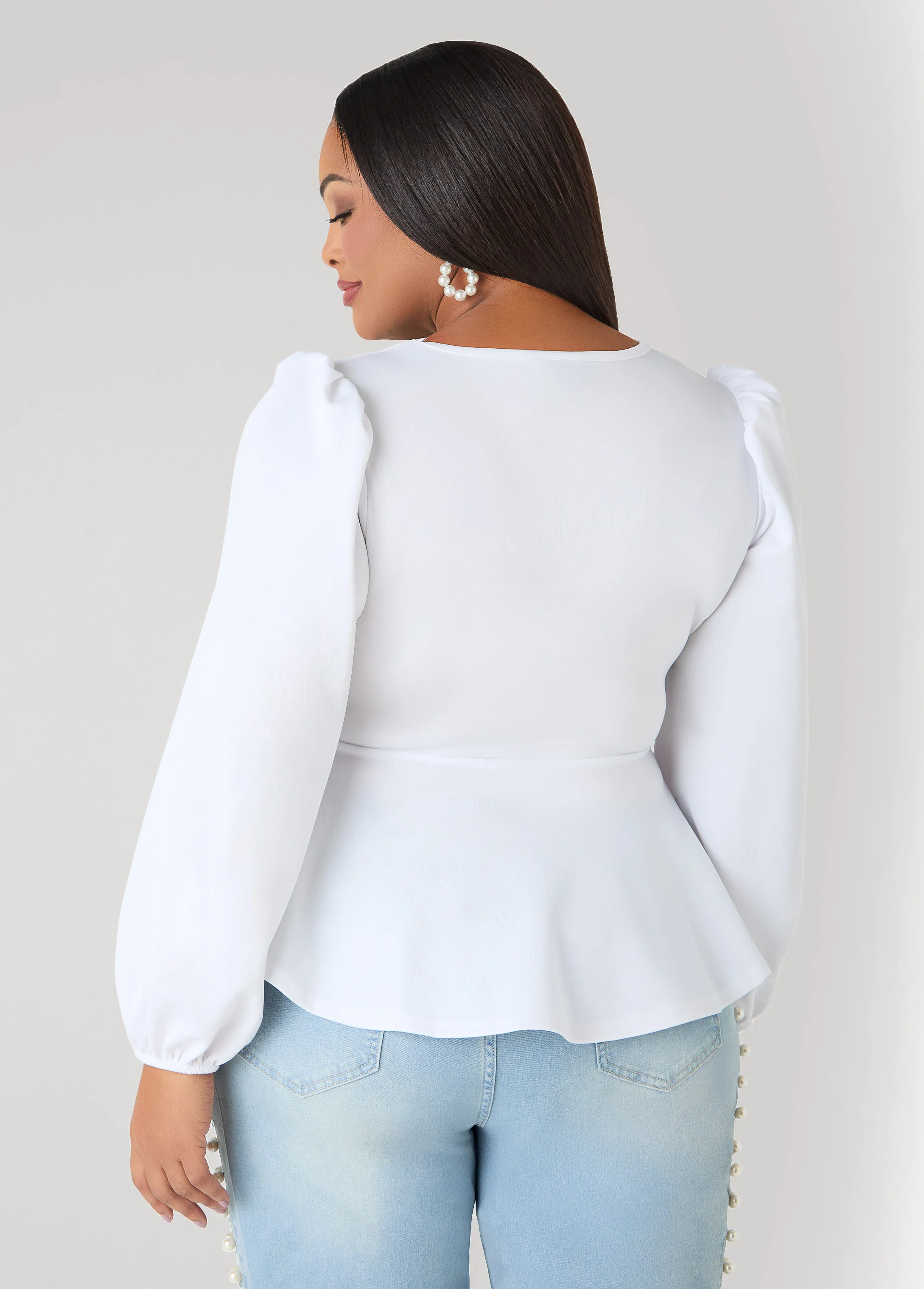Puff Sleeved Peplum Top - Image 14