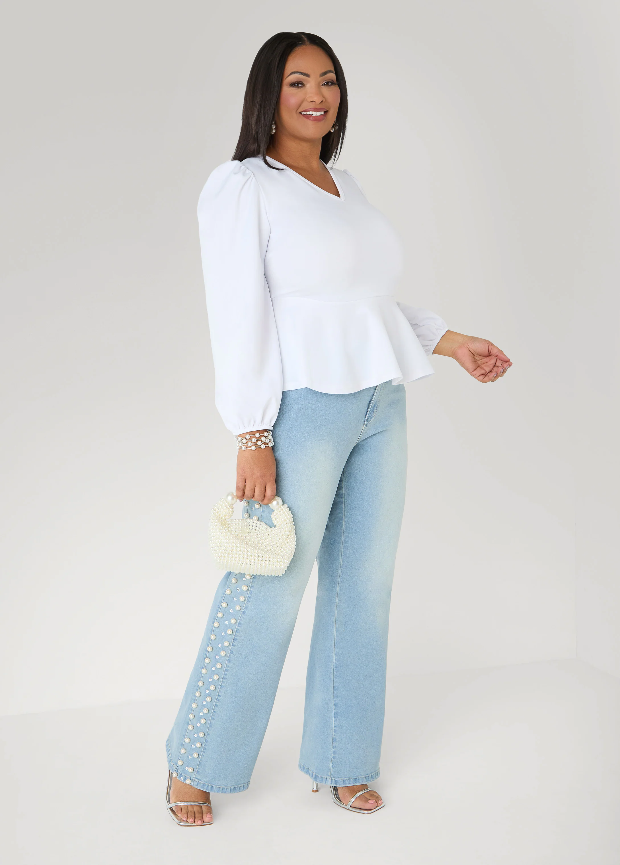 Puff Sleeved Peplum Top - Image 15