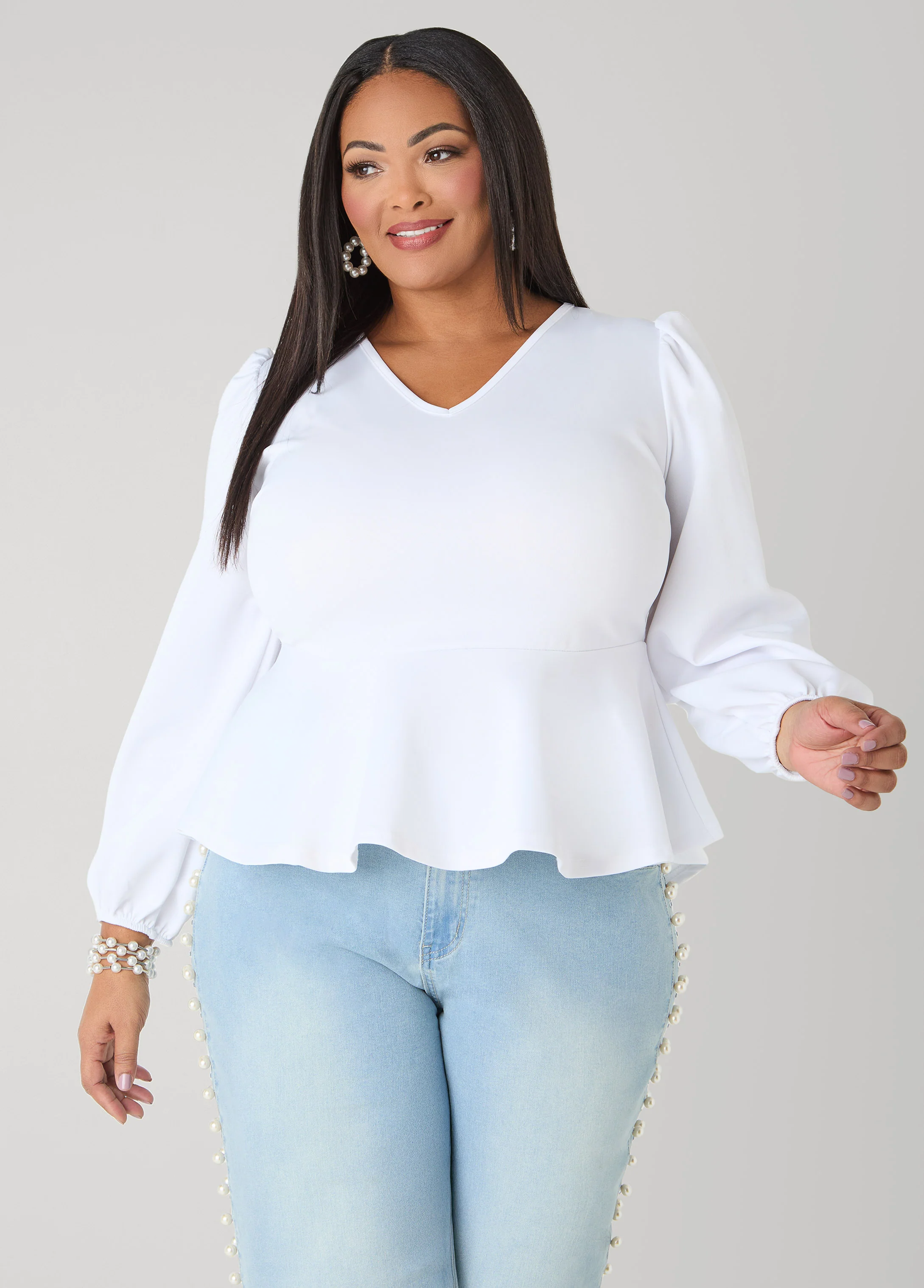 Puff Sleeved Peplum Top - Image 16