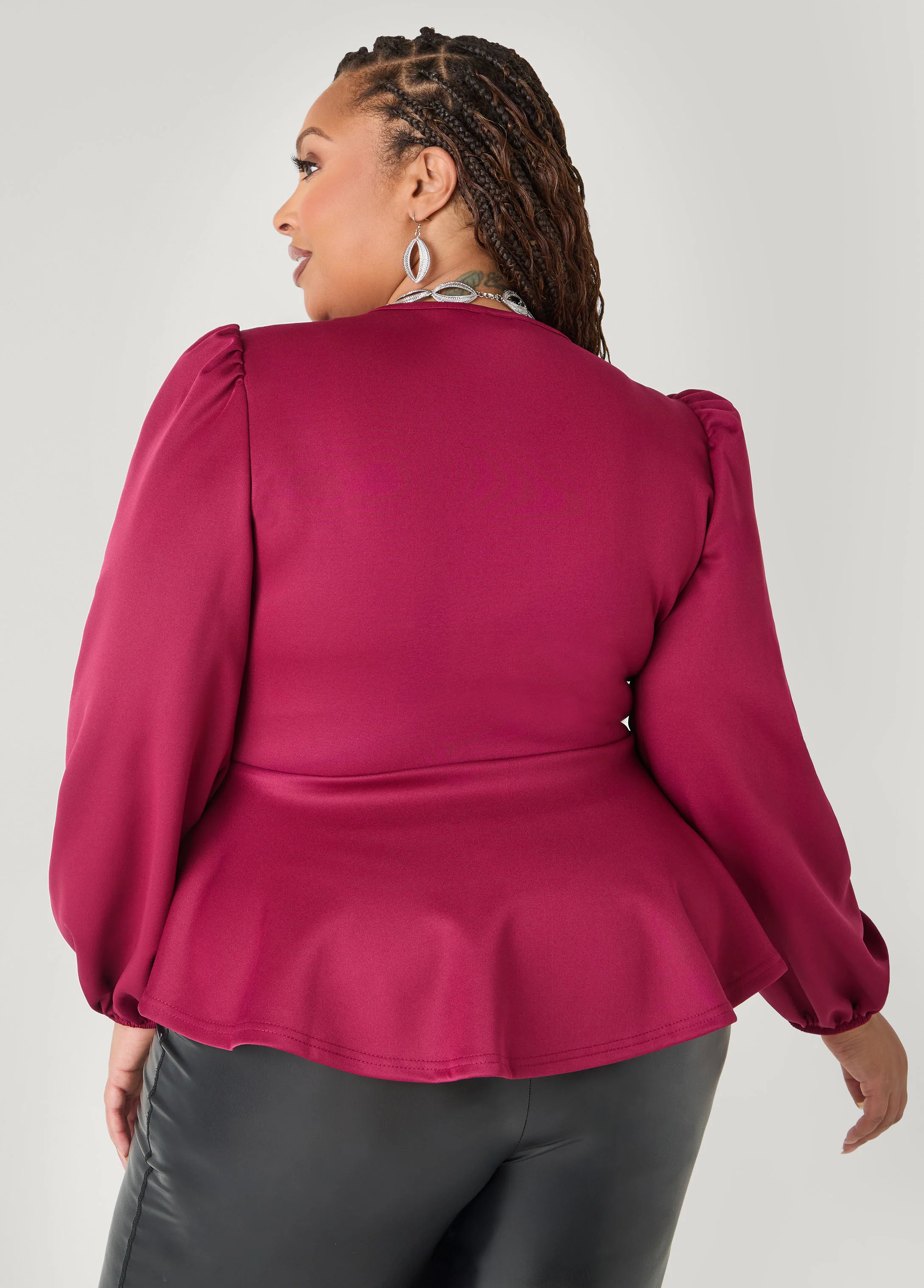 Puff Sleeved Peplum Top - Image 18