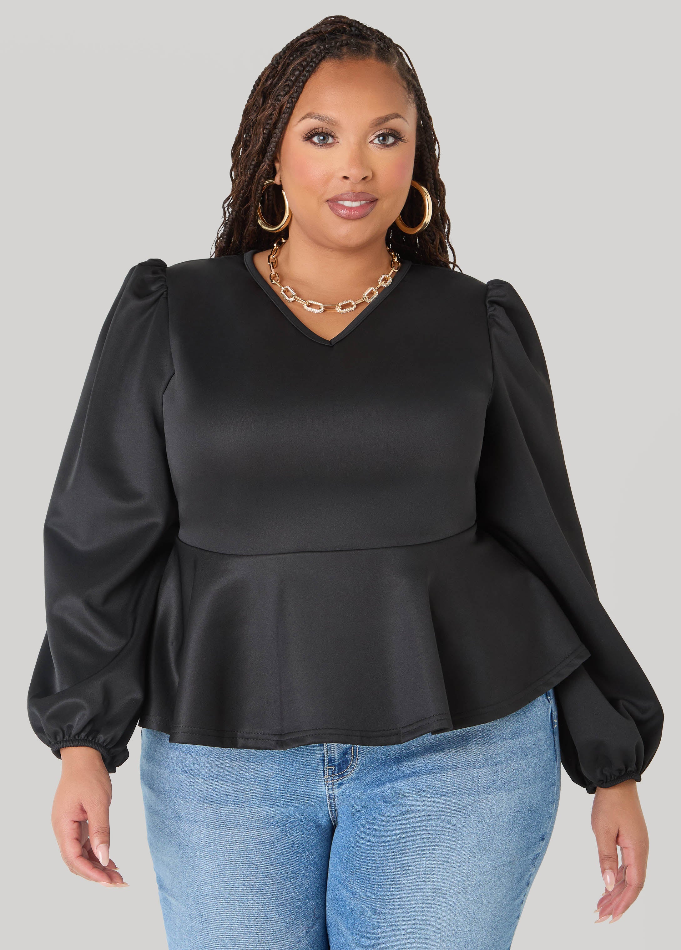 Puff Sleeved Peplum Top - Image 5
