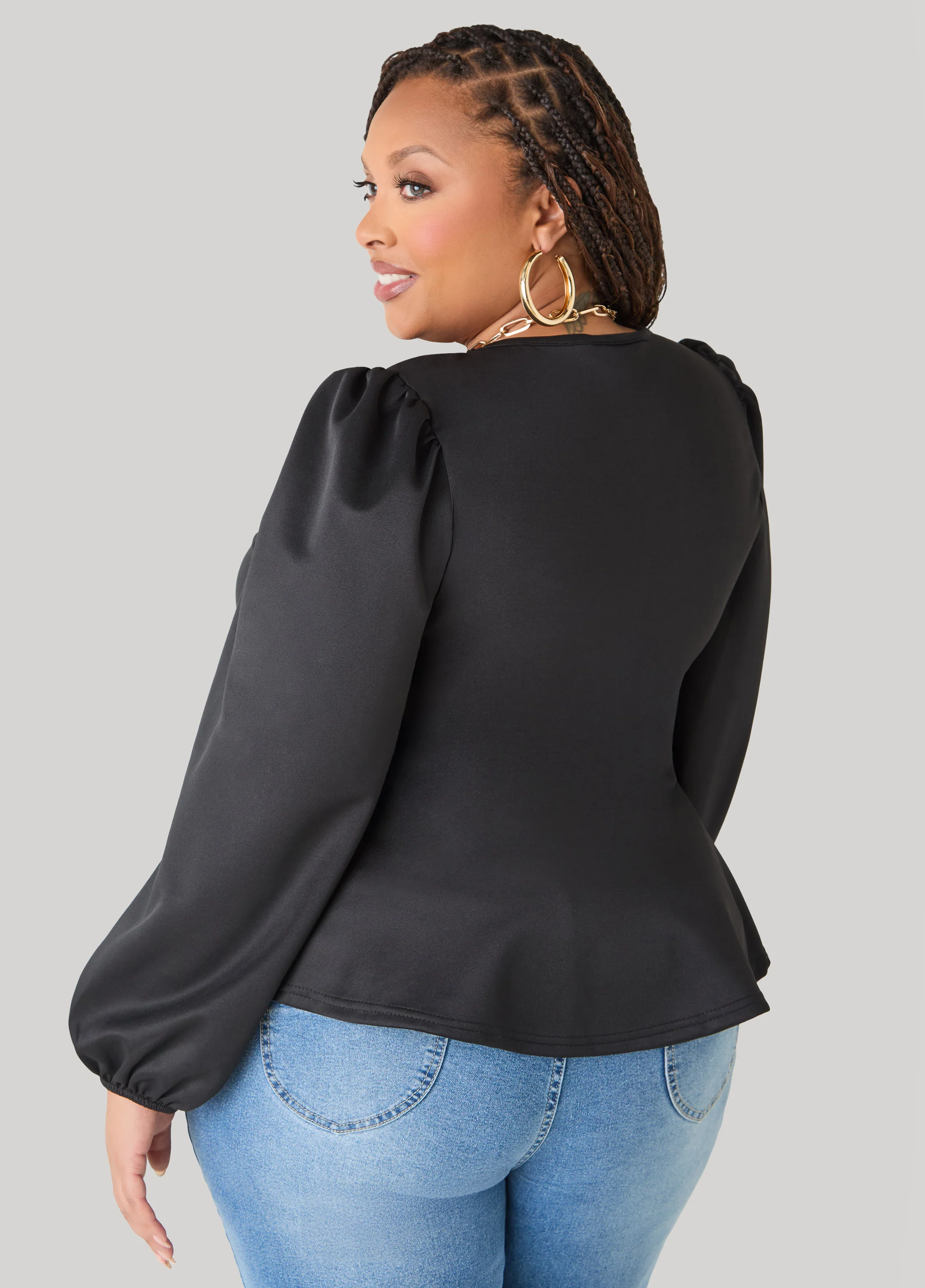 Puff Sleeved Peplum Top - Image 6