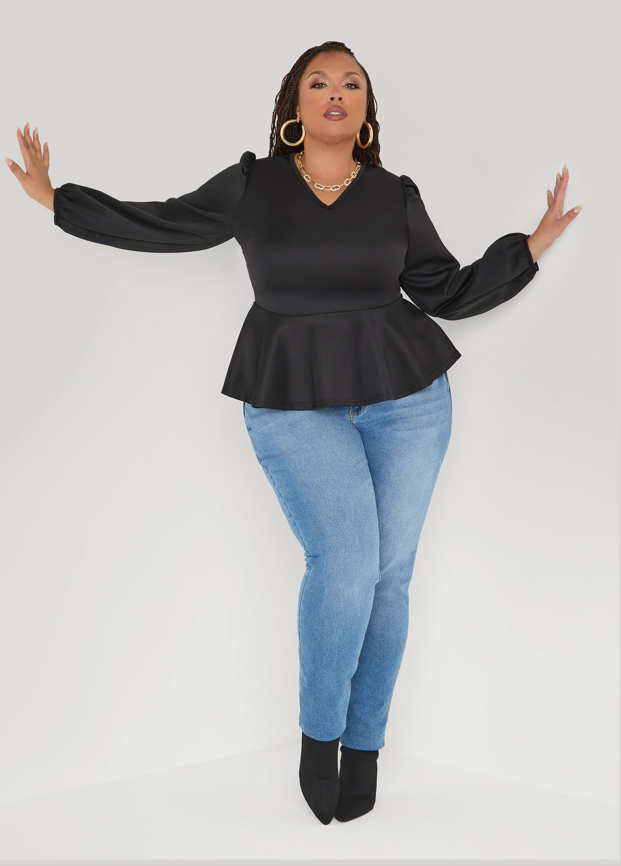 Puff Sleeved Peplum Top - Image 7