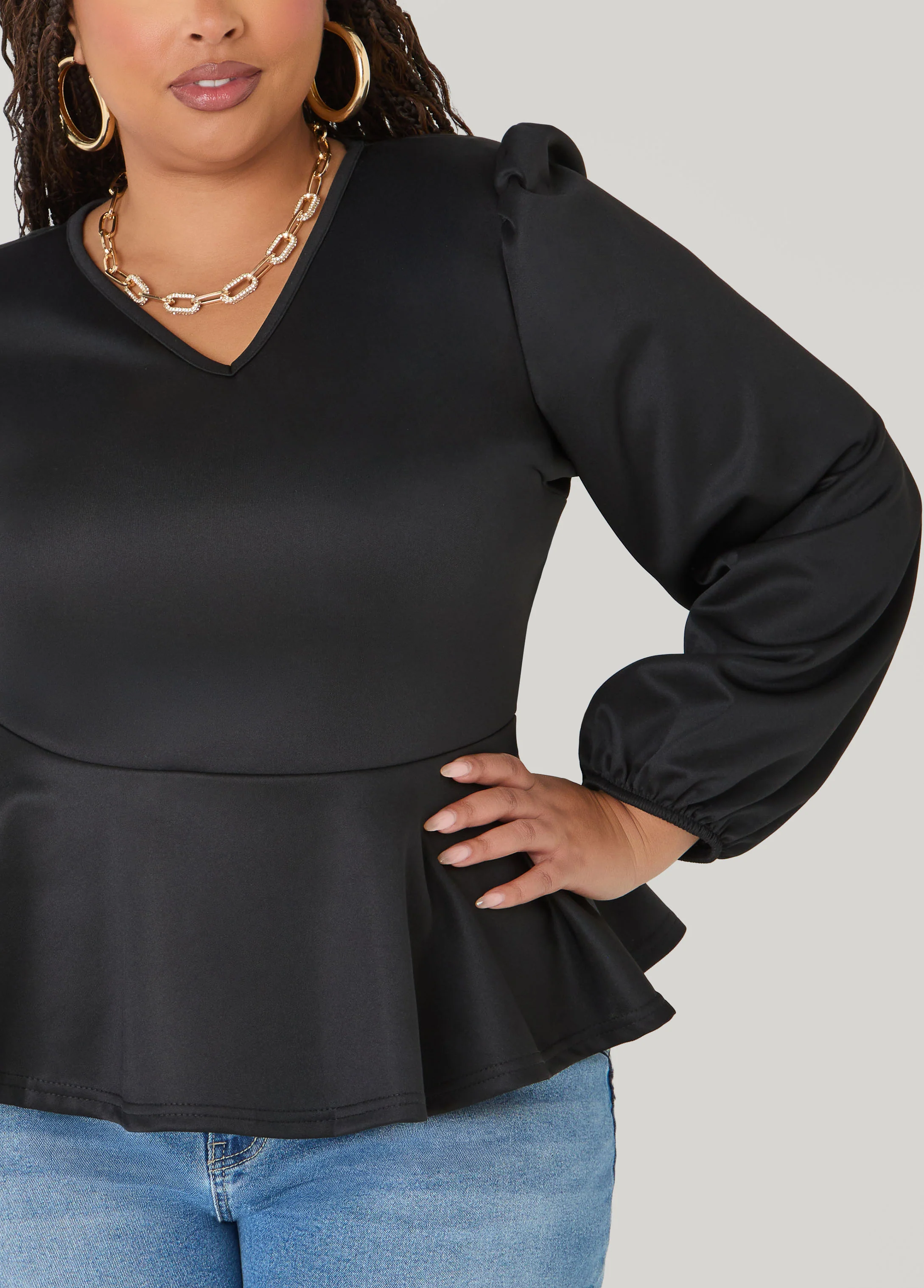 Puff Sleeved Peplum Top - Image 8
