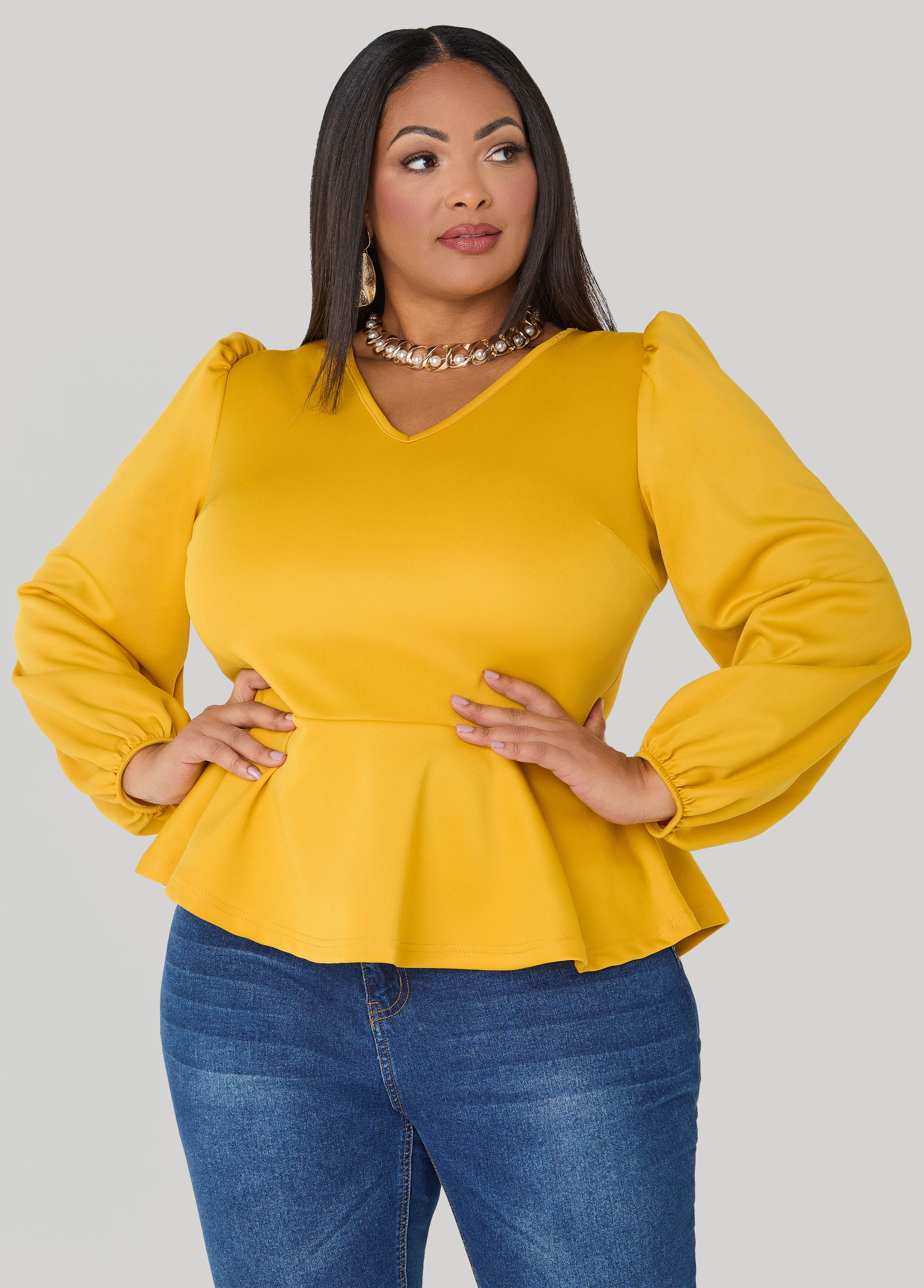 Puff Sleeved Peplum Top - Image 9