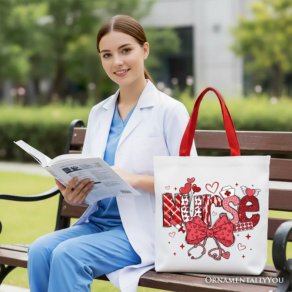 Nurse Heart Canvas Tote Bag - Image 2